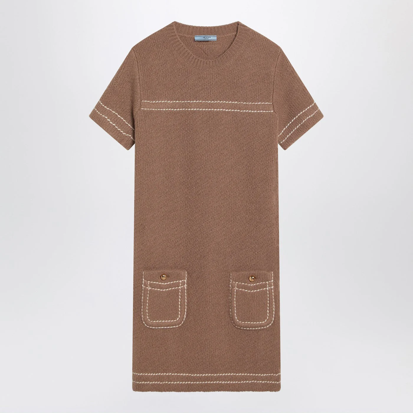 Prada Camel-Coloured Cashmere Short Dress Women