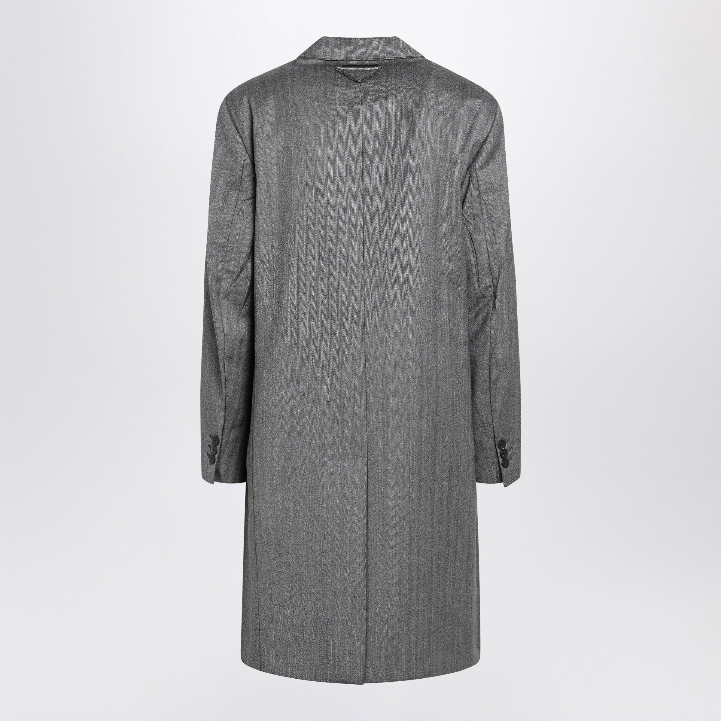 Prada Gray Single-Breasted Wool Coat Men - Image 2