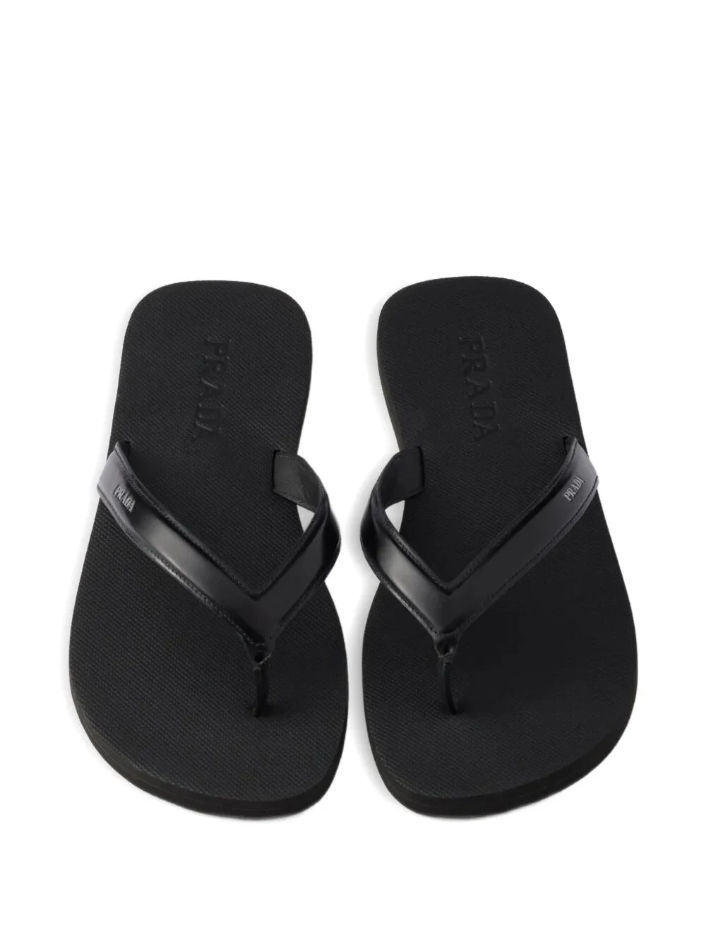 Prada Men Brushed Leather Flip-Flops - Image 2