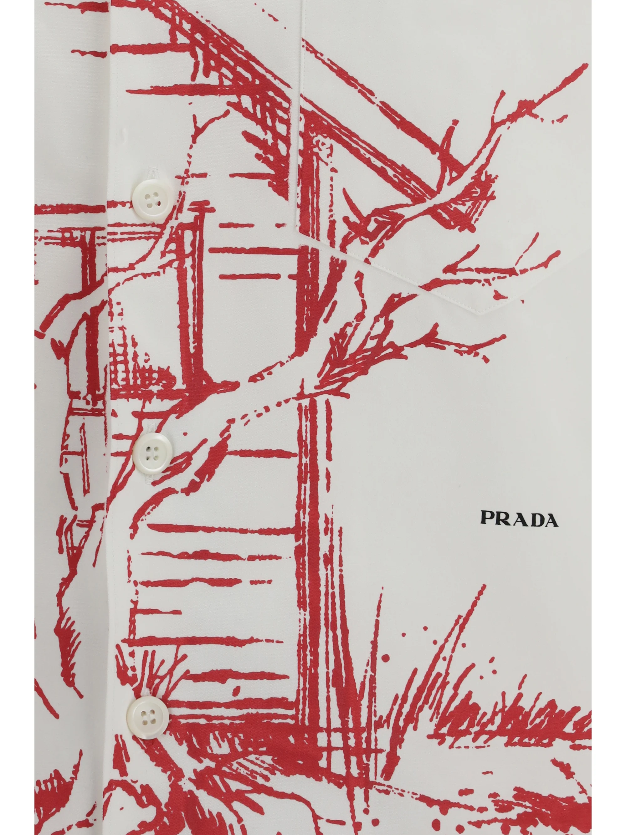 Prada Men Printed Bowling Shirt With “Cabin” Print - Image 3