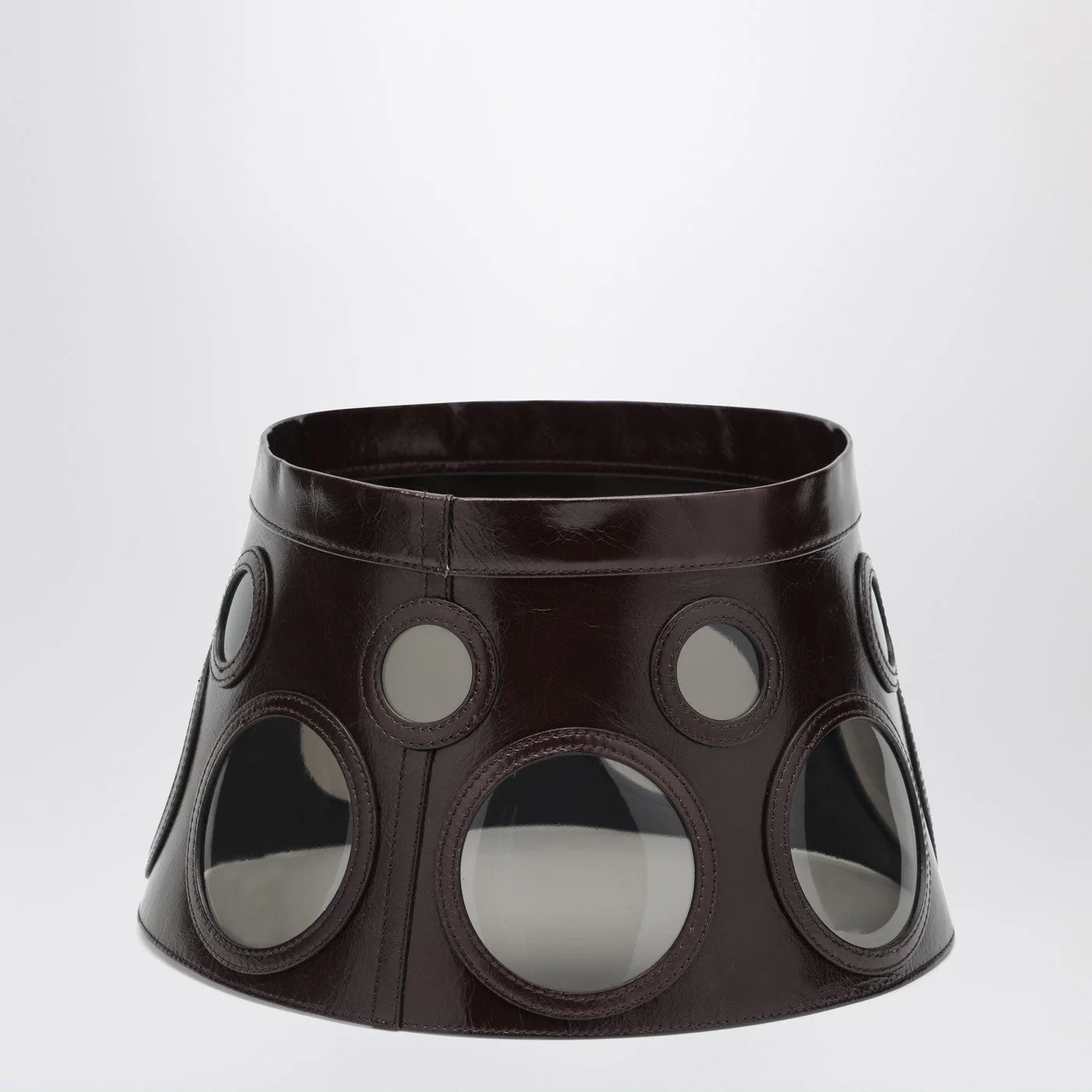 Prada Visor Brown In Leather And Plexiglass Women - Image 2