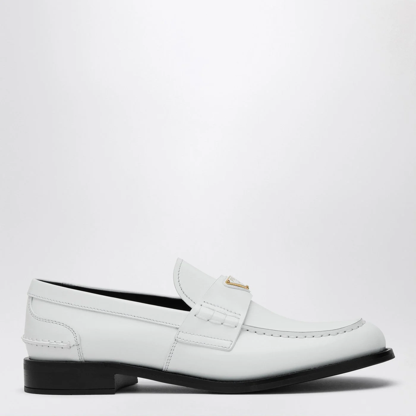 Prada White Brushed Leather Loafer Women