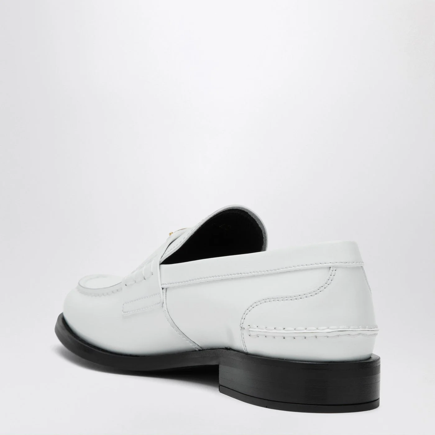 Prada White Brushed Leather Loafer Women - Image 2
