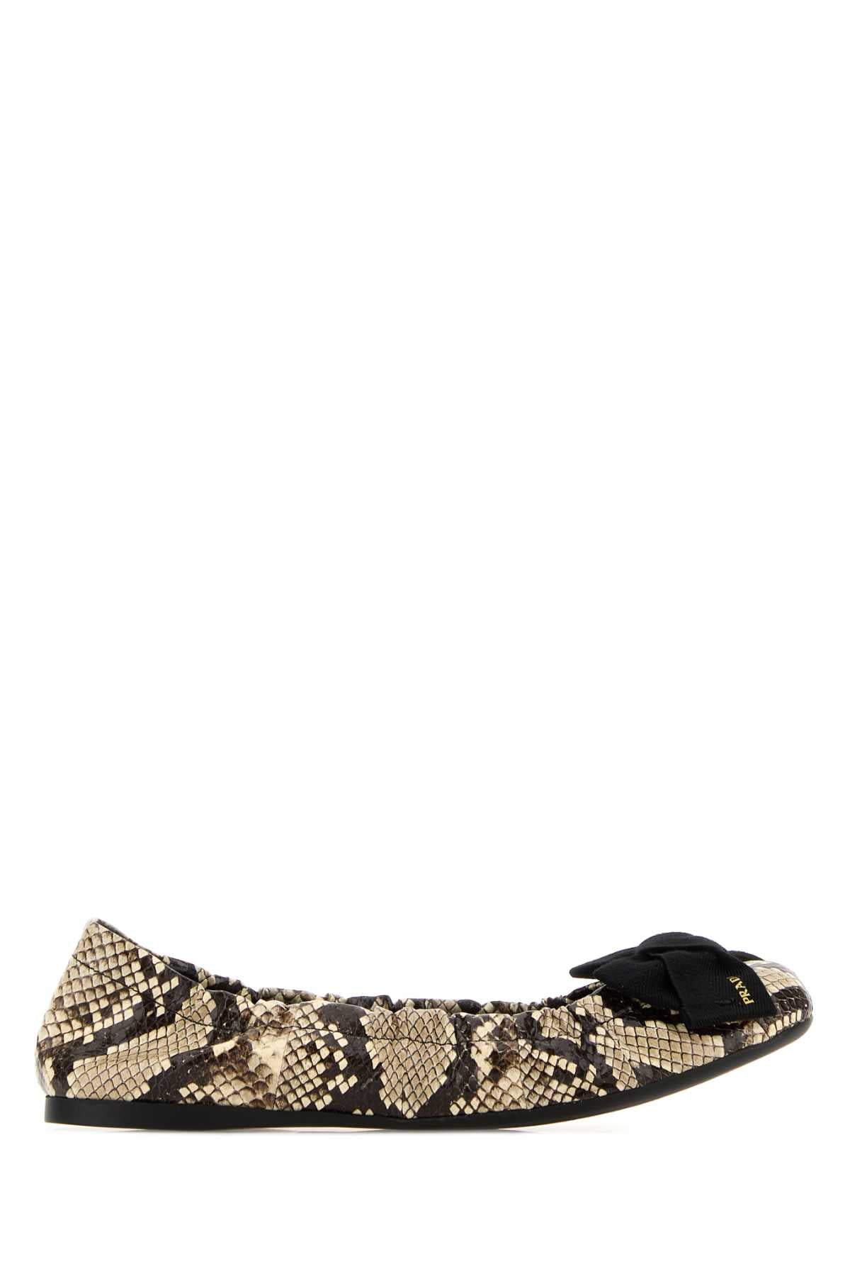 Prada Women Printed Leather Ballerinas