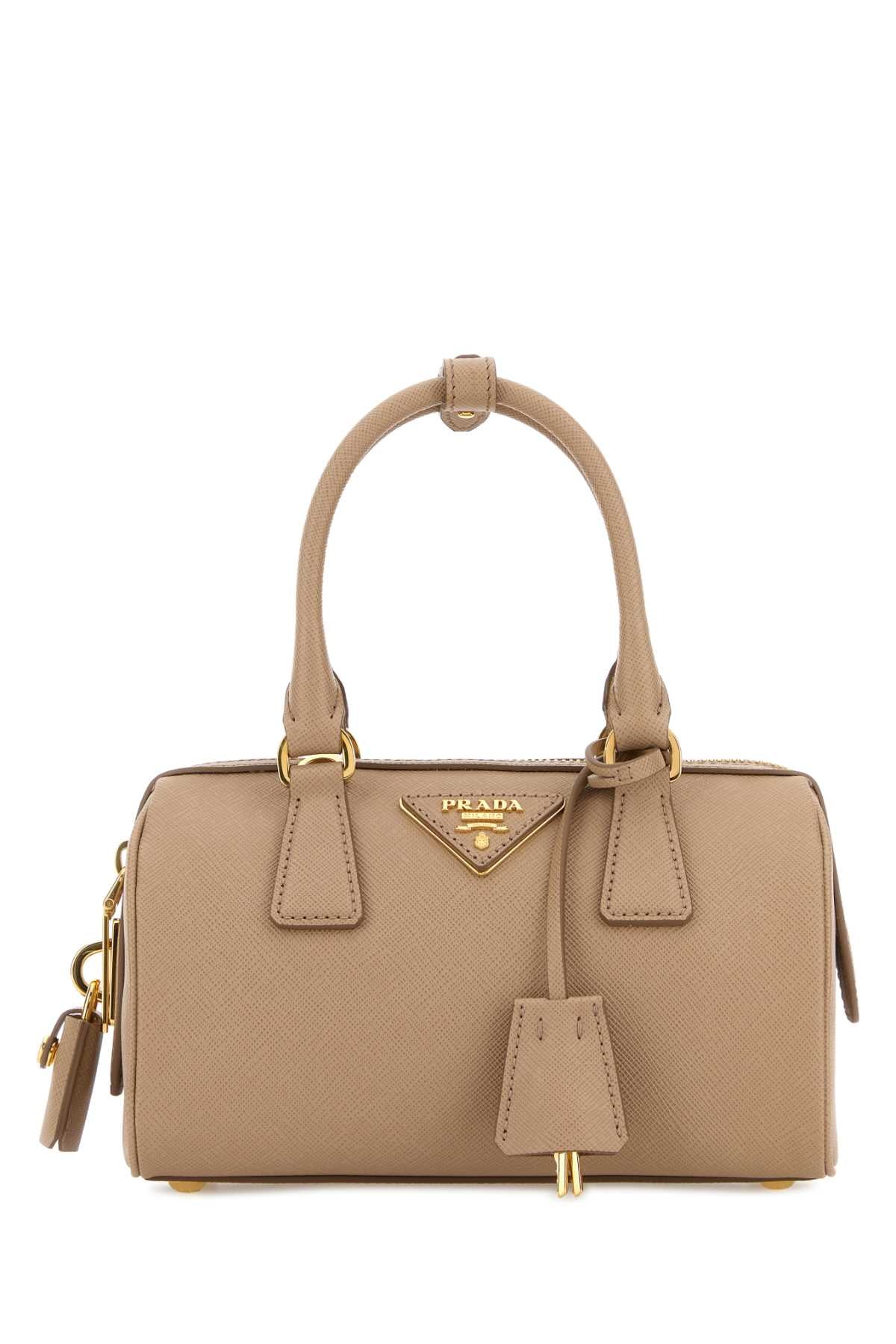 Prada Women Cappuccino Leather Handbag