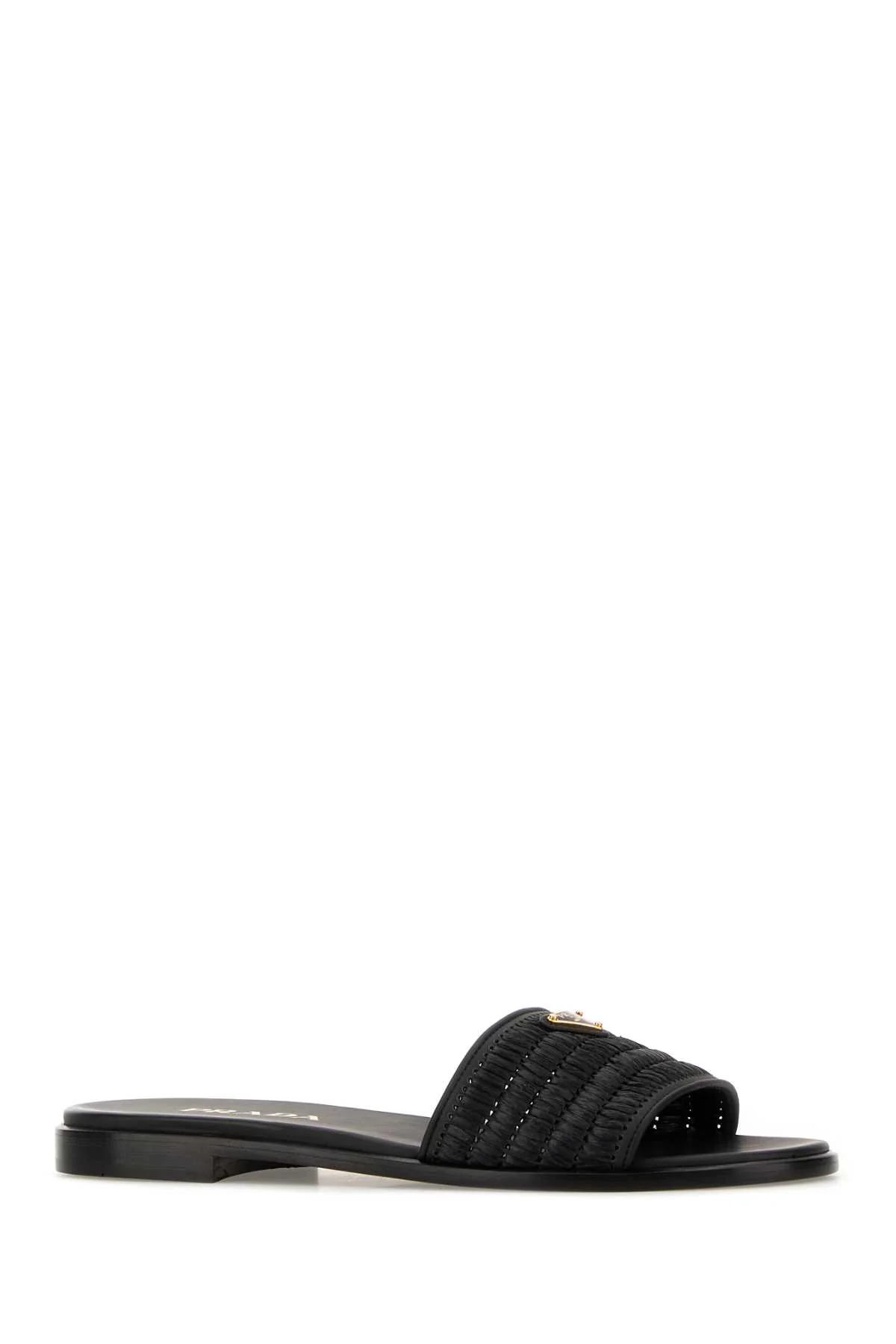 Prada Women Black Raffia Slippers - Image 2