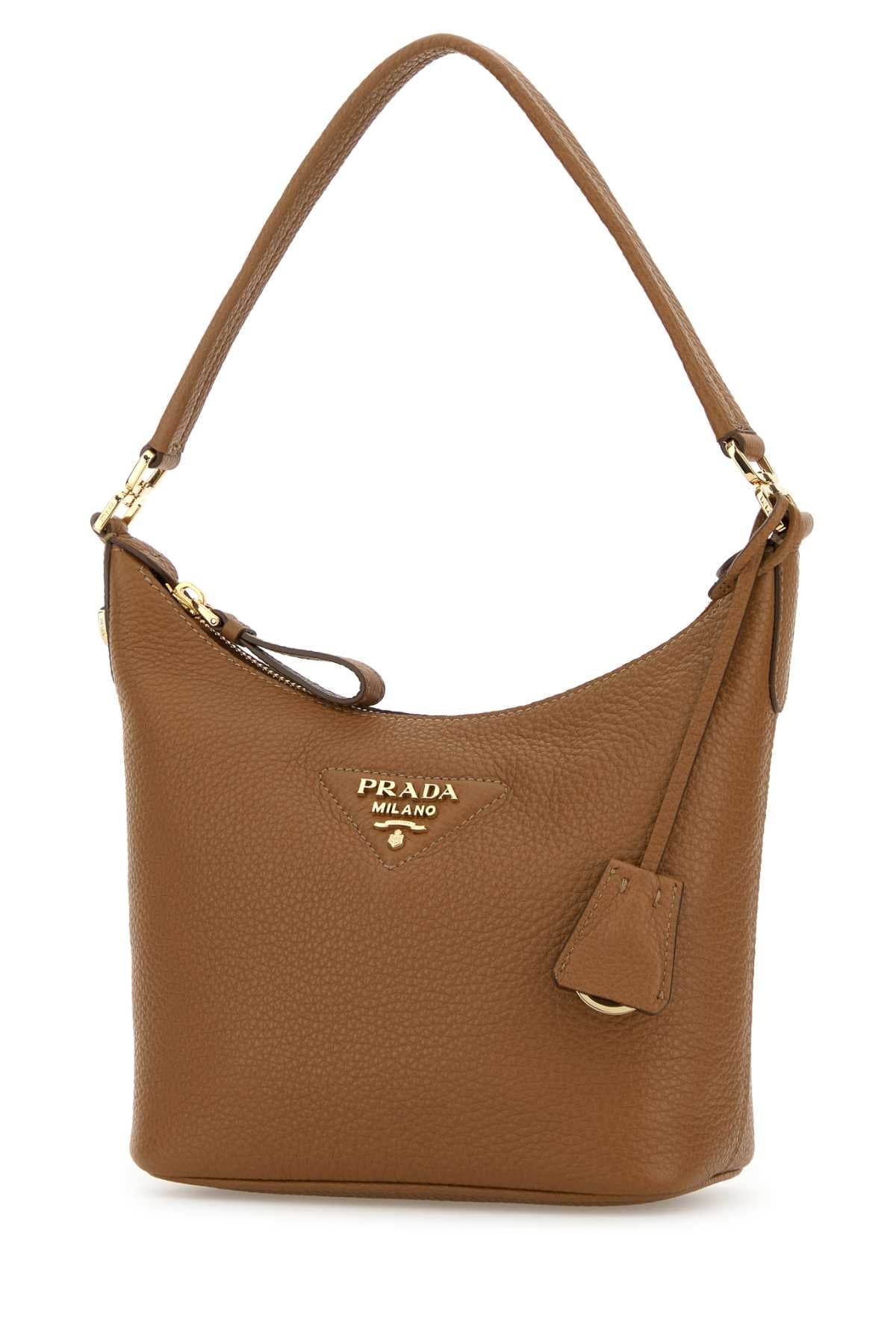 Prada Women Camel Leather Shoulder Bag - Image 2
