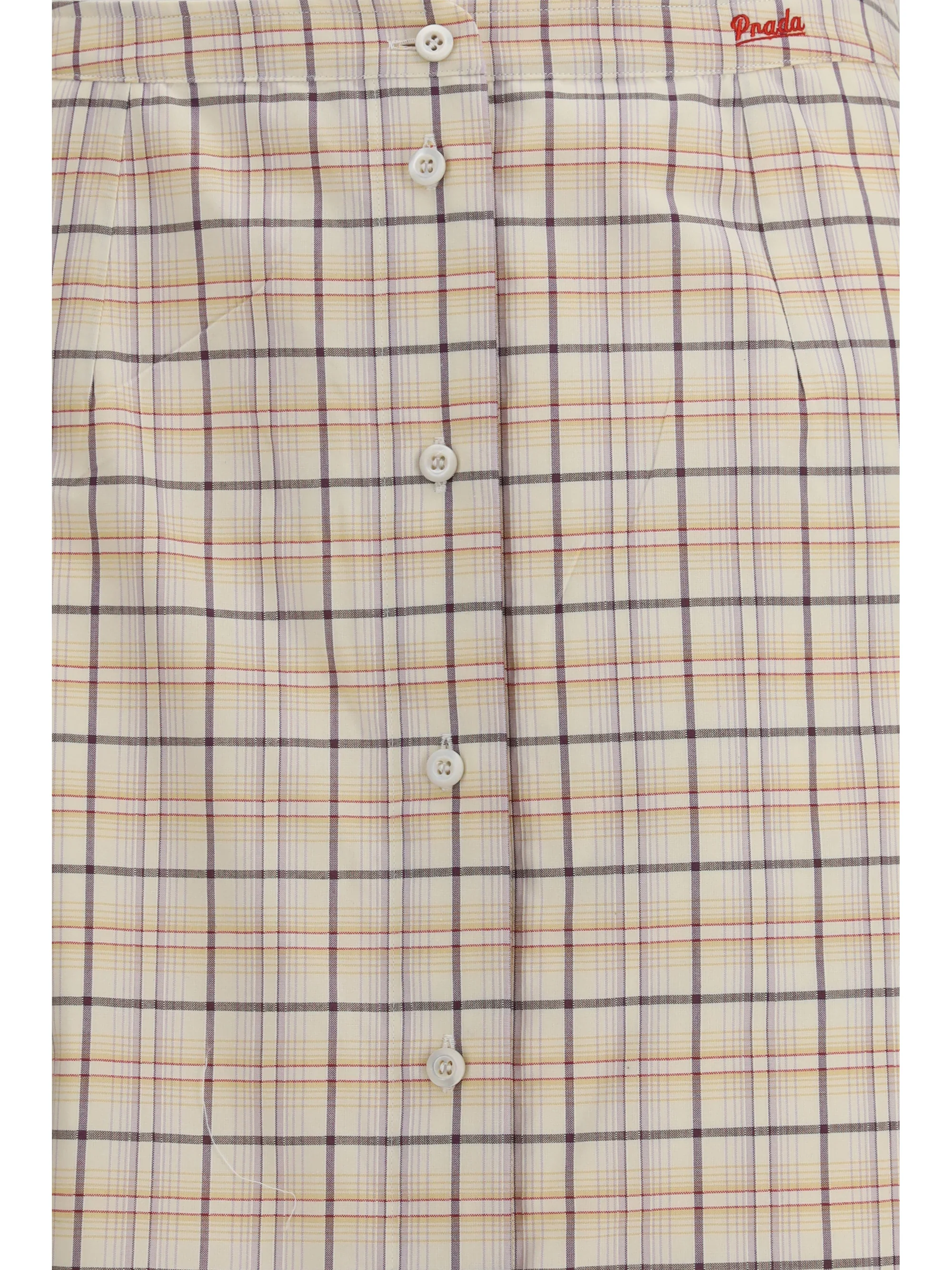 Prada Women Checked Cotton Poplin Pencil Skirt - Image 3