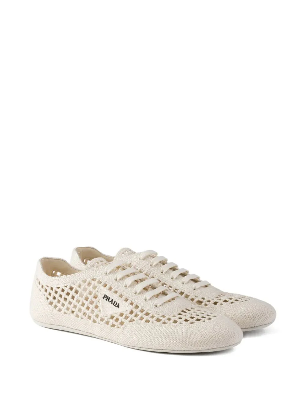 Prada Women Collapse Crochet Laced Sneakers - Image 2