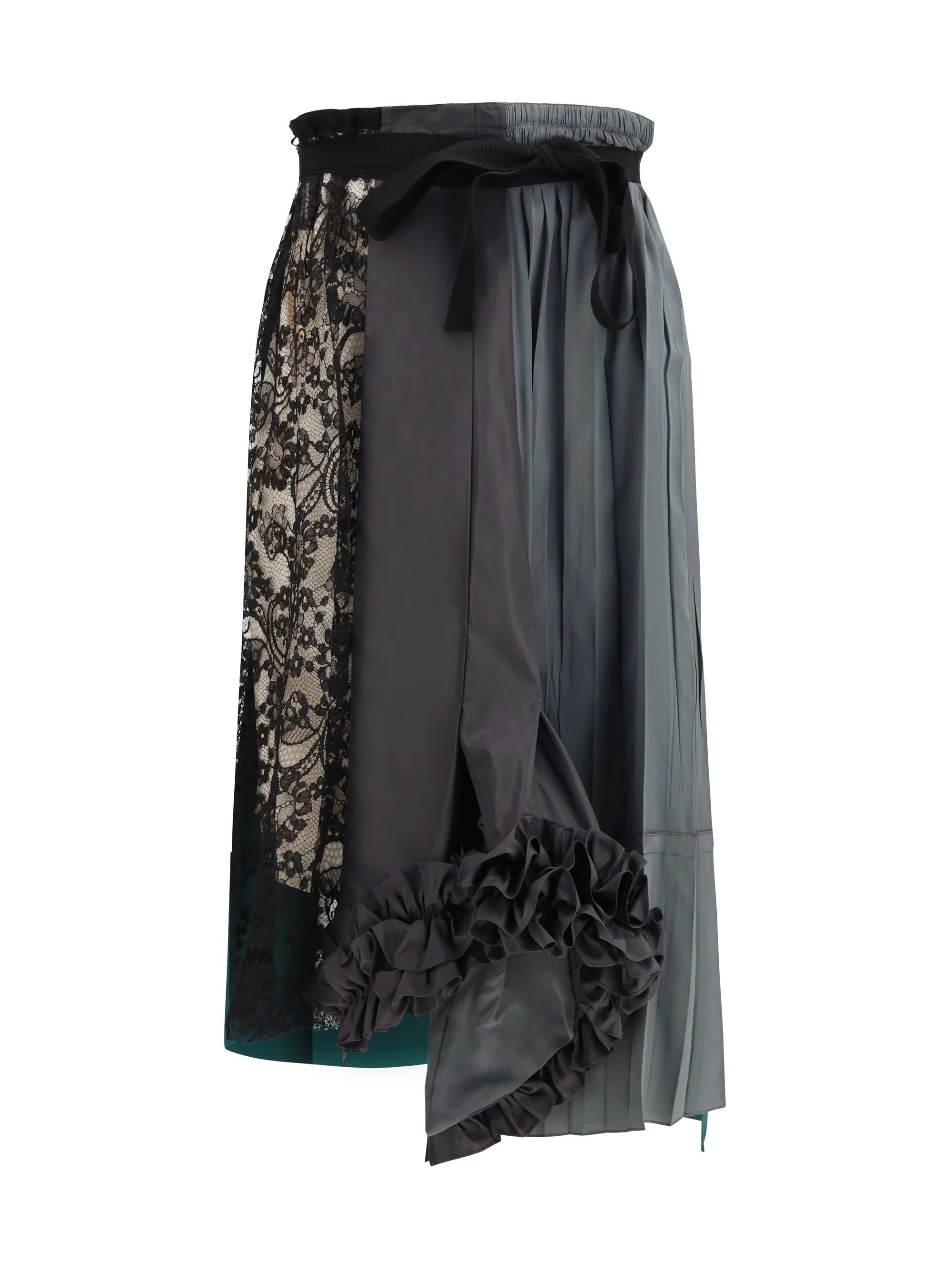 Prada Women Patchwork Midi Skirt With Panel Construction
