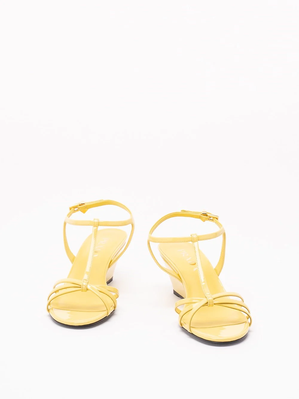 Prada Women Patent Leather Wedge Sandals - Image 2