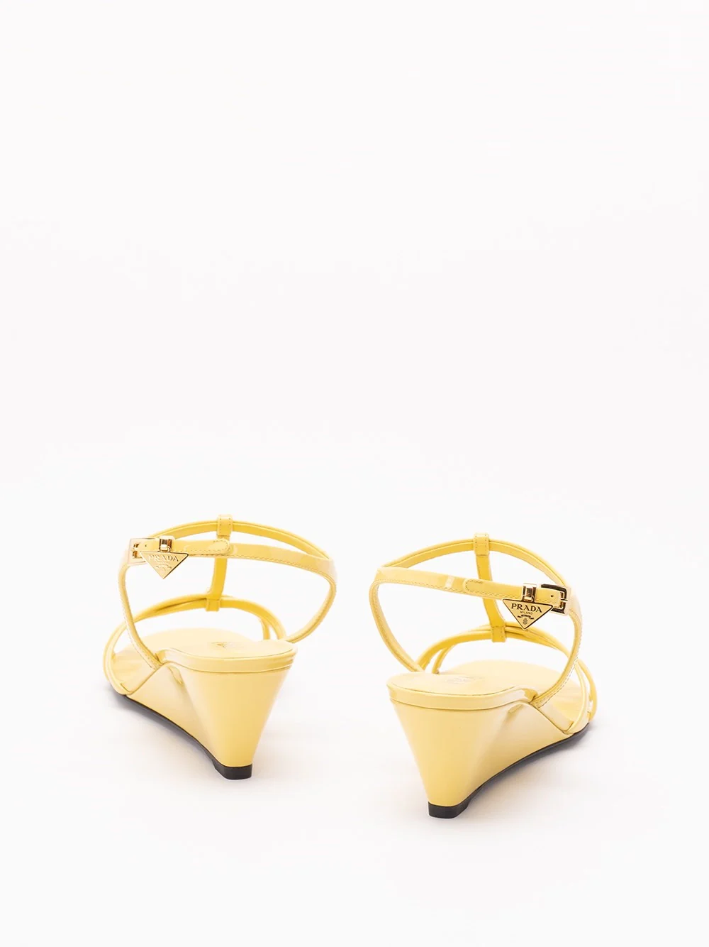 Prada Women Patent Leather Wedge Sandals - Image 3