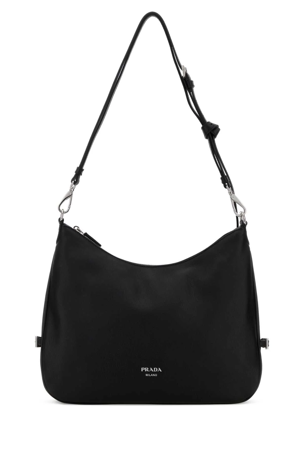 Prada Women Black Leather Large Prada Fold Shopping Bag