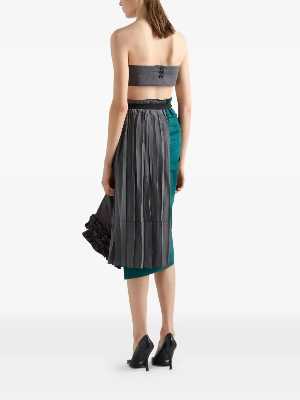 Prada Women Technical Taffeta Patchwork Skirt - Image 3