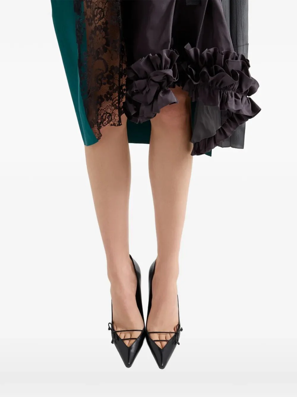 Prada Women Technical Taffeta Patchwork Skirt - Image 5