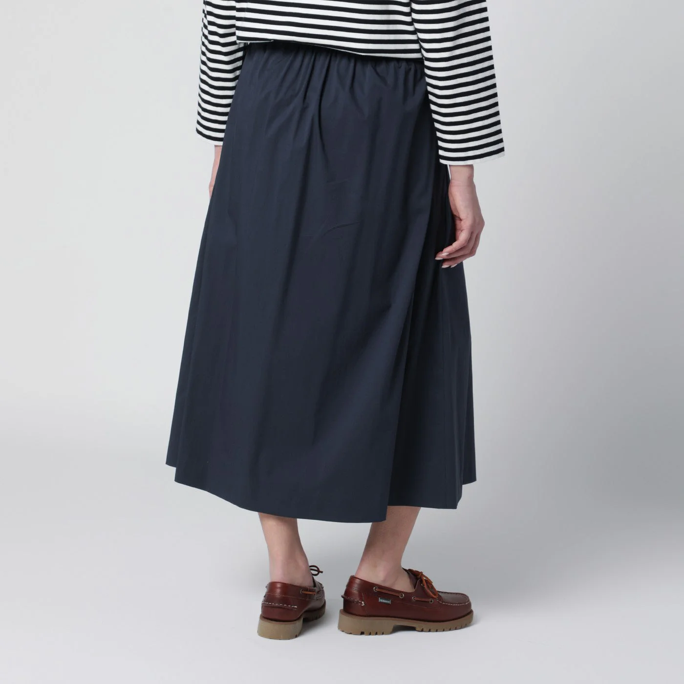 Pt Torino Blue Pleated Cotton-Blend Skirt Women - Image 2