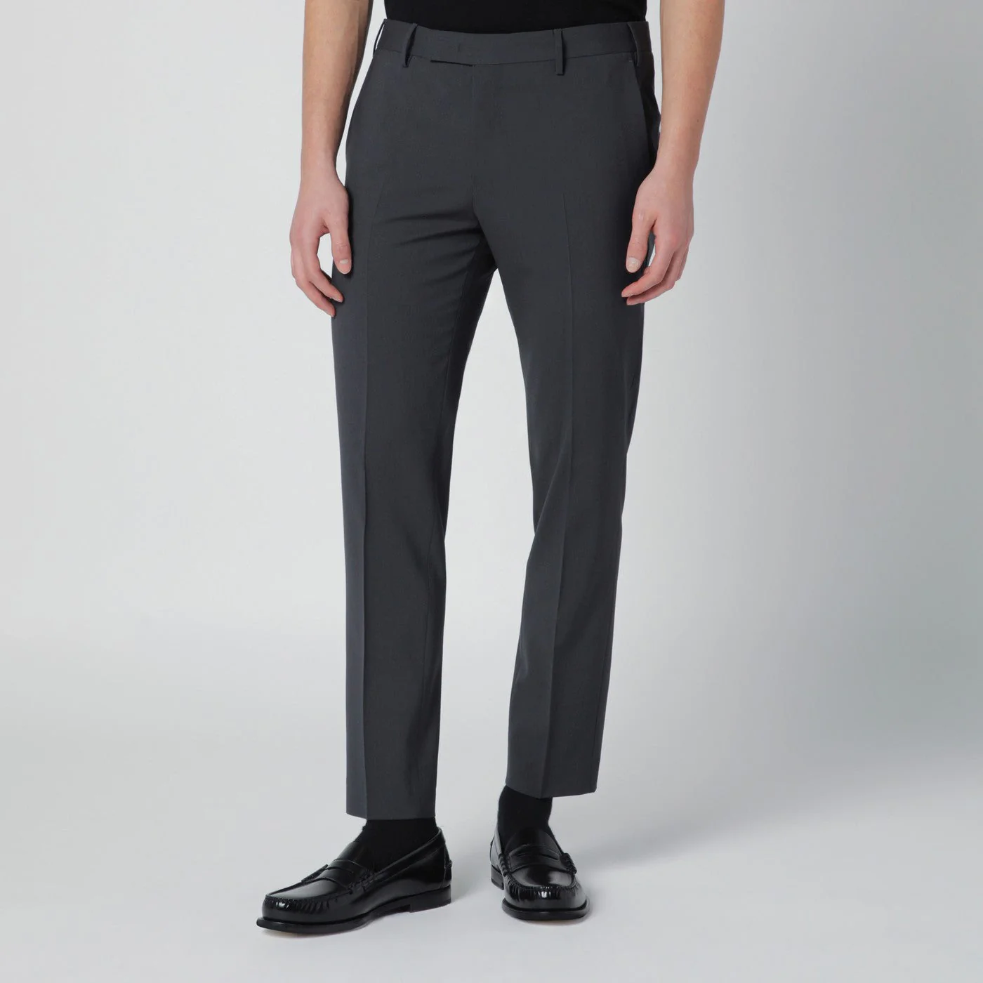 Pt Torino Grey Trousers In Wool Blend Men