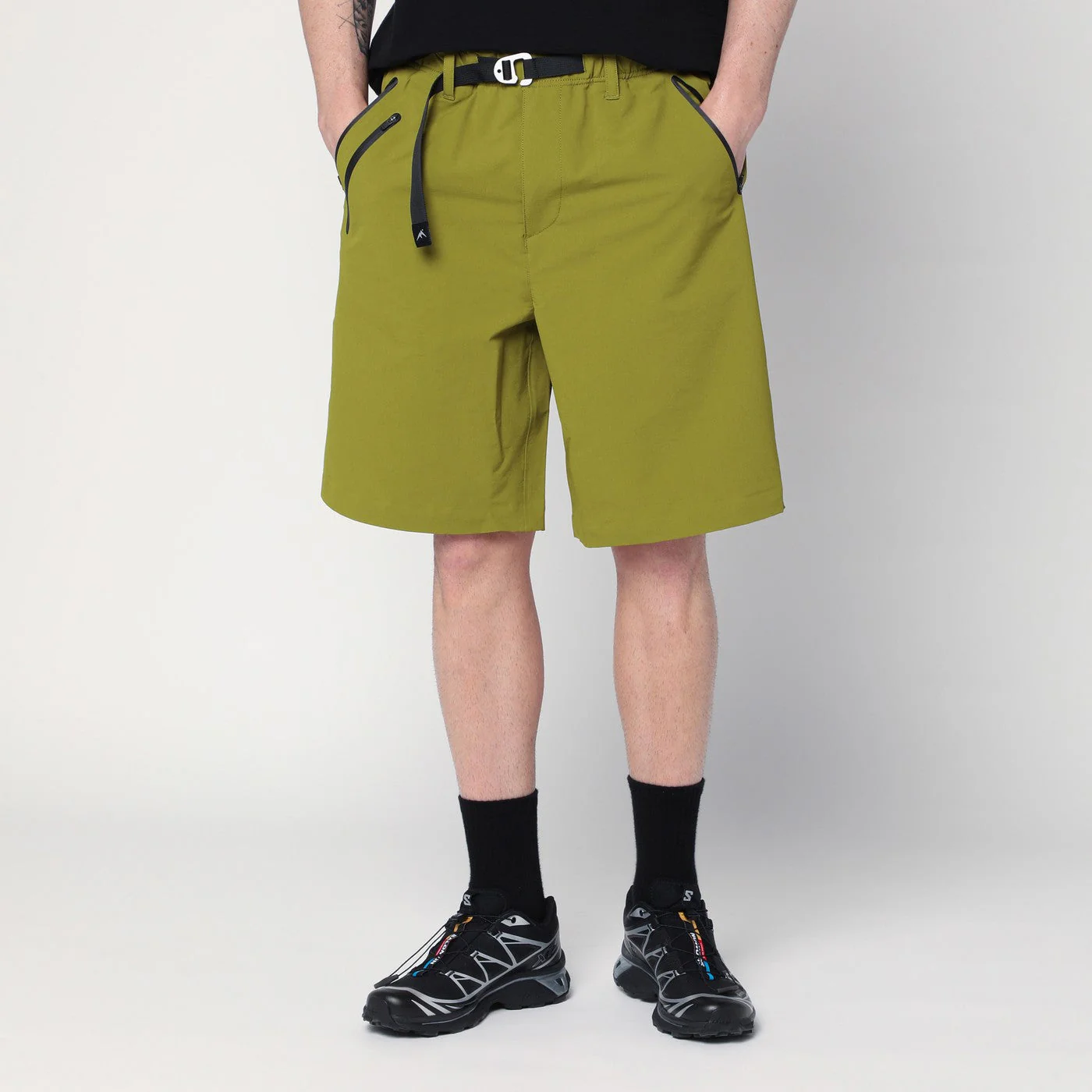 Purple Mountain Observatory Olive Green Bermuda In Mixed Nylon Men