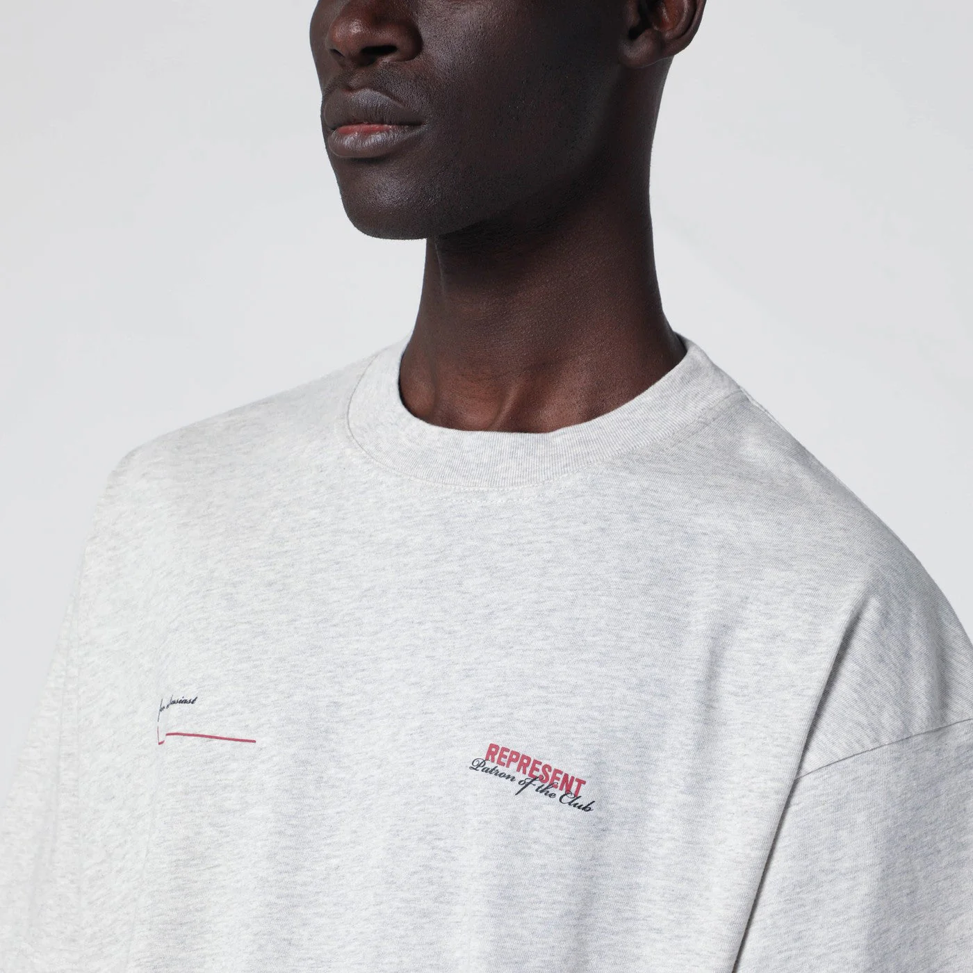 Represent Cream Marl T-Shirt With Logo Men - Image 2