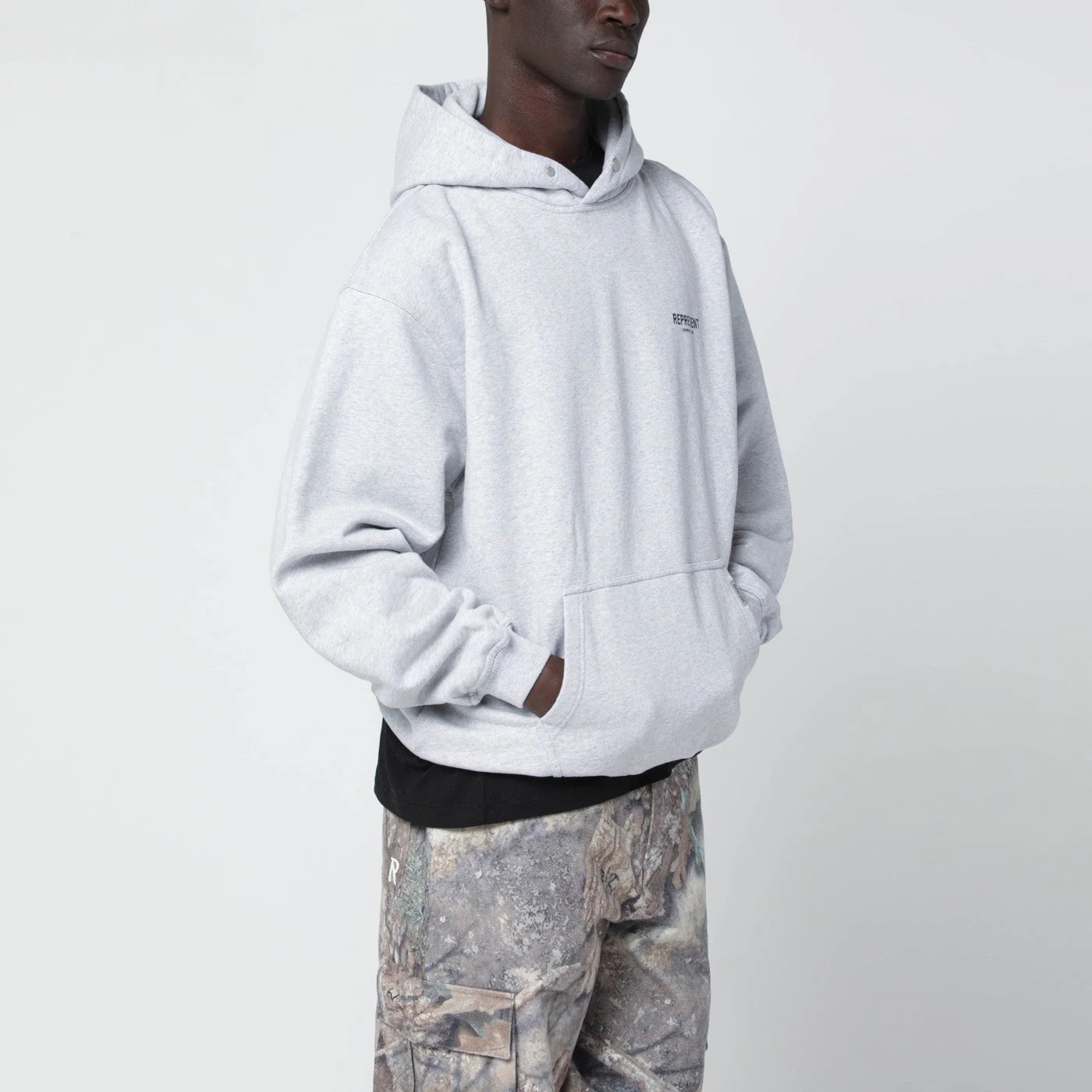 Represent Grey Oversized Hoodie Men