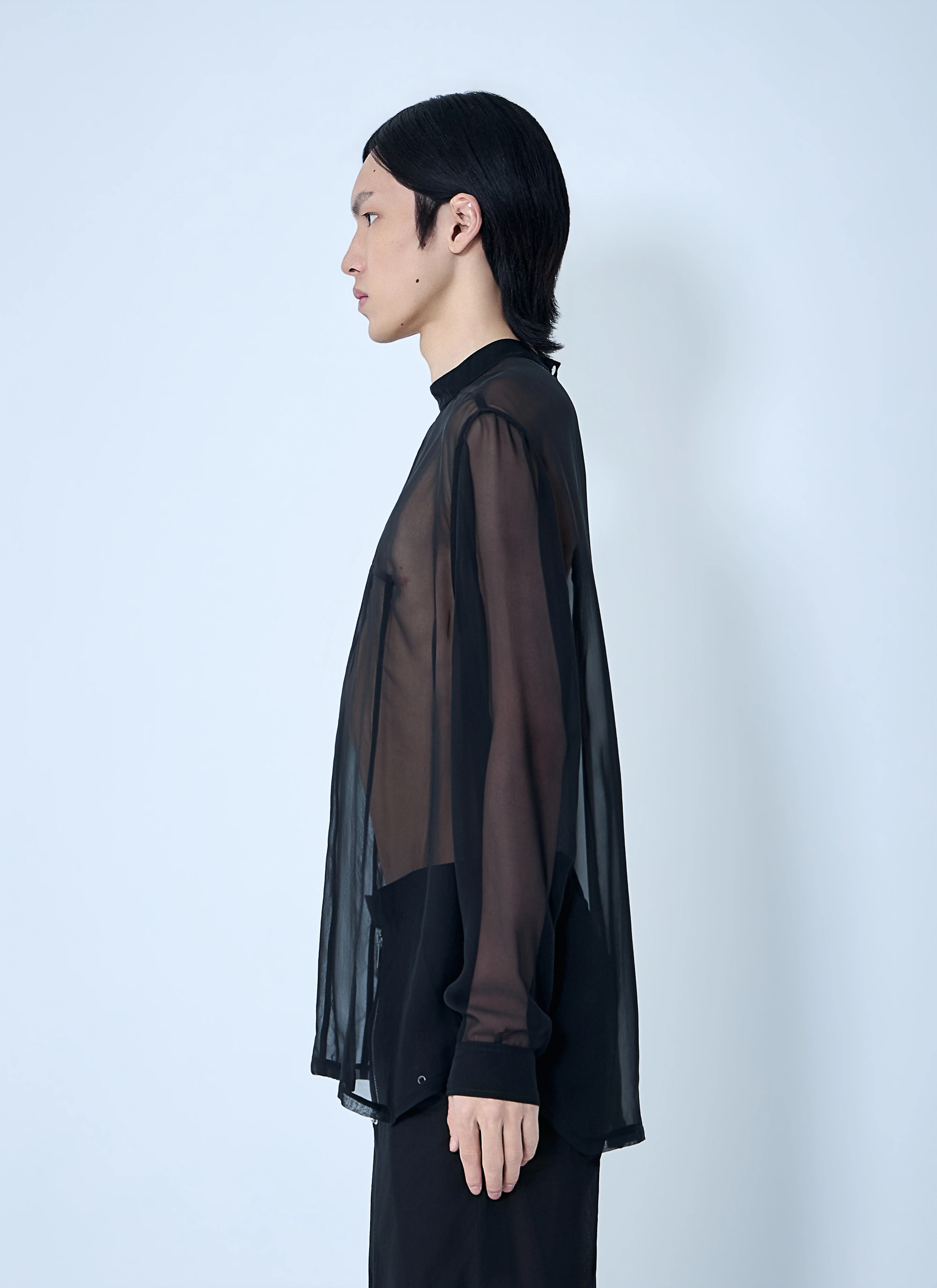 Rick Owens Men Sheer Panel Shirt - Image 3