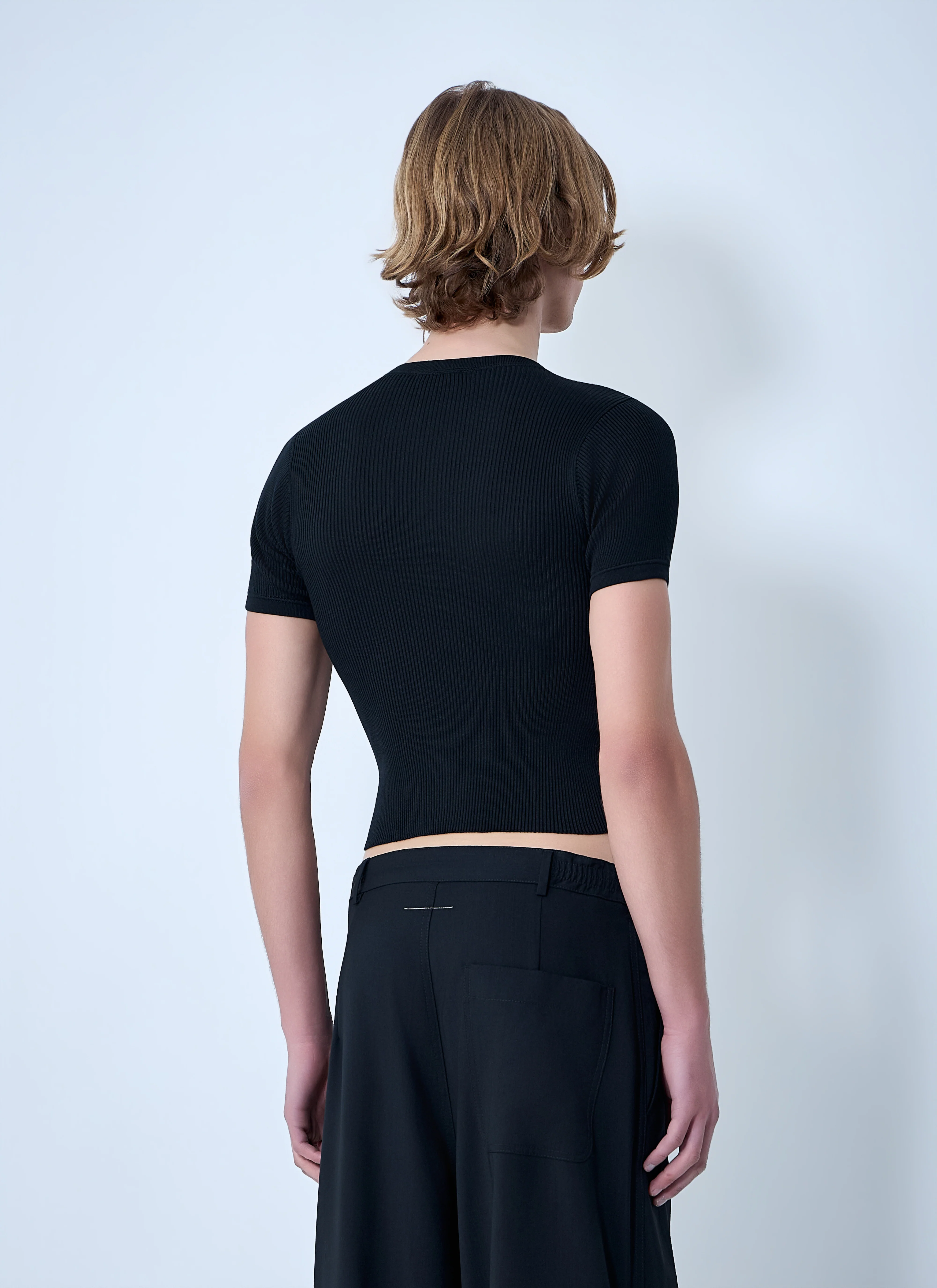 Rier Men Ribbed Knit Cropped Top - Image 4