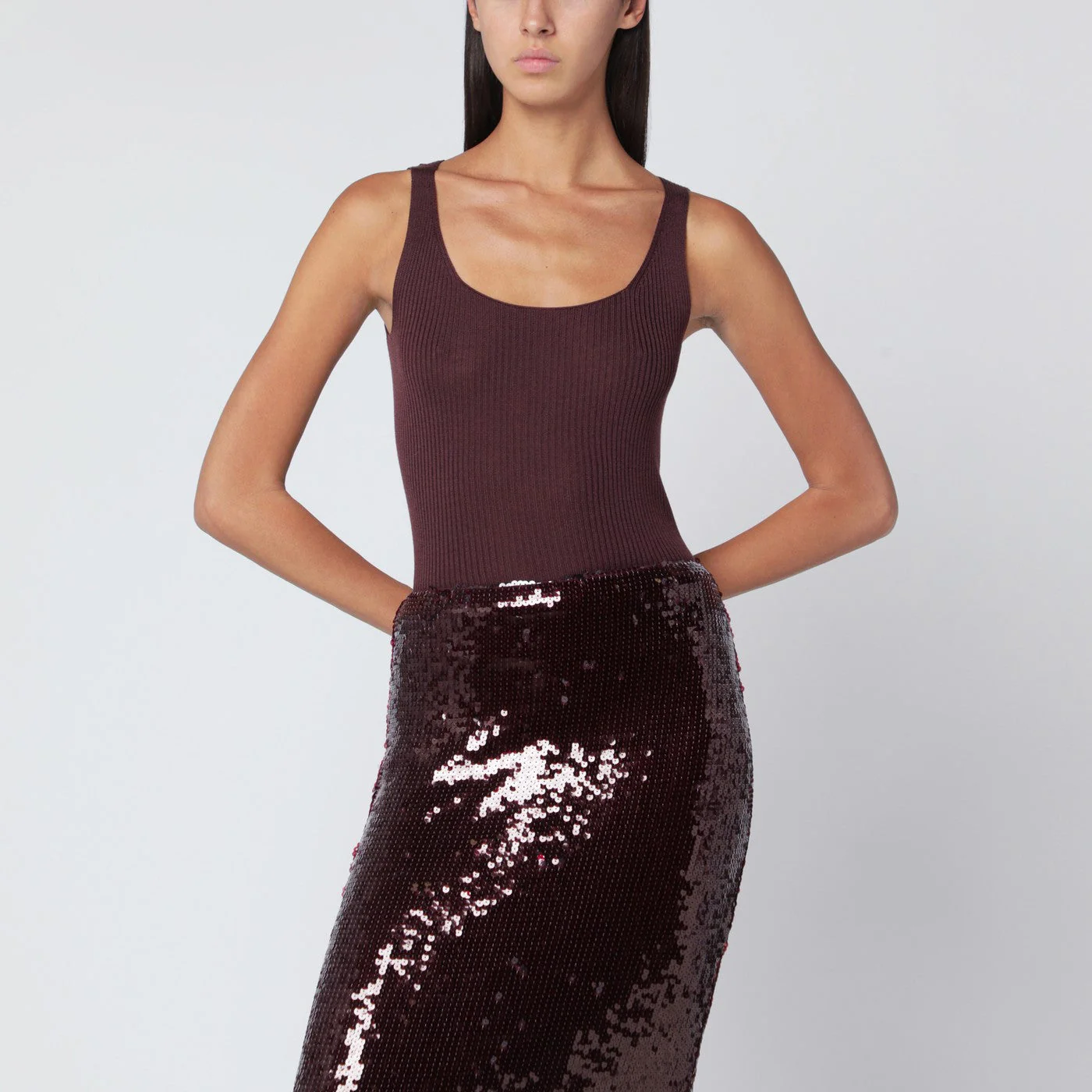 Roberto Collina Eggplant-Coloured Wool Tank Top Women