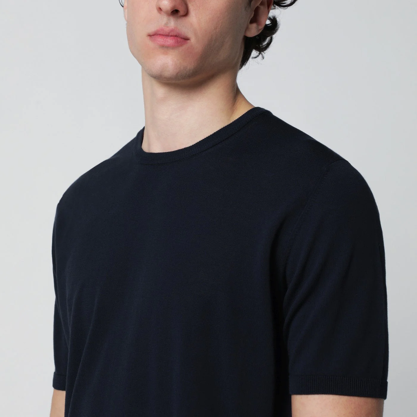 Roberto Collina Navy Blue Cotton Knit Men - Image 2