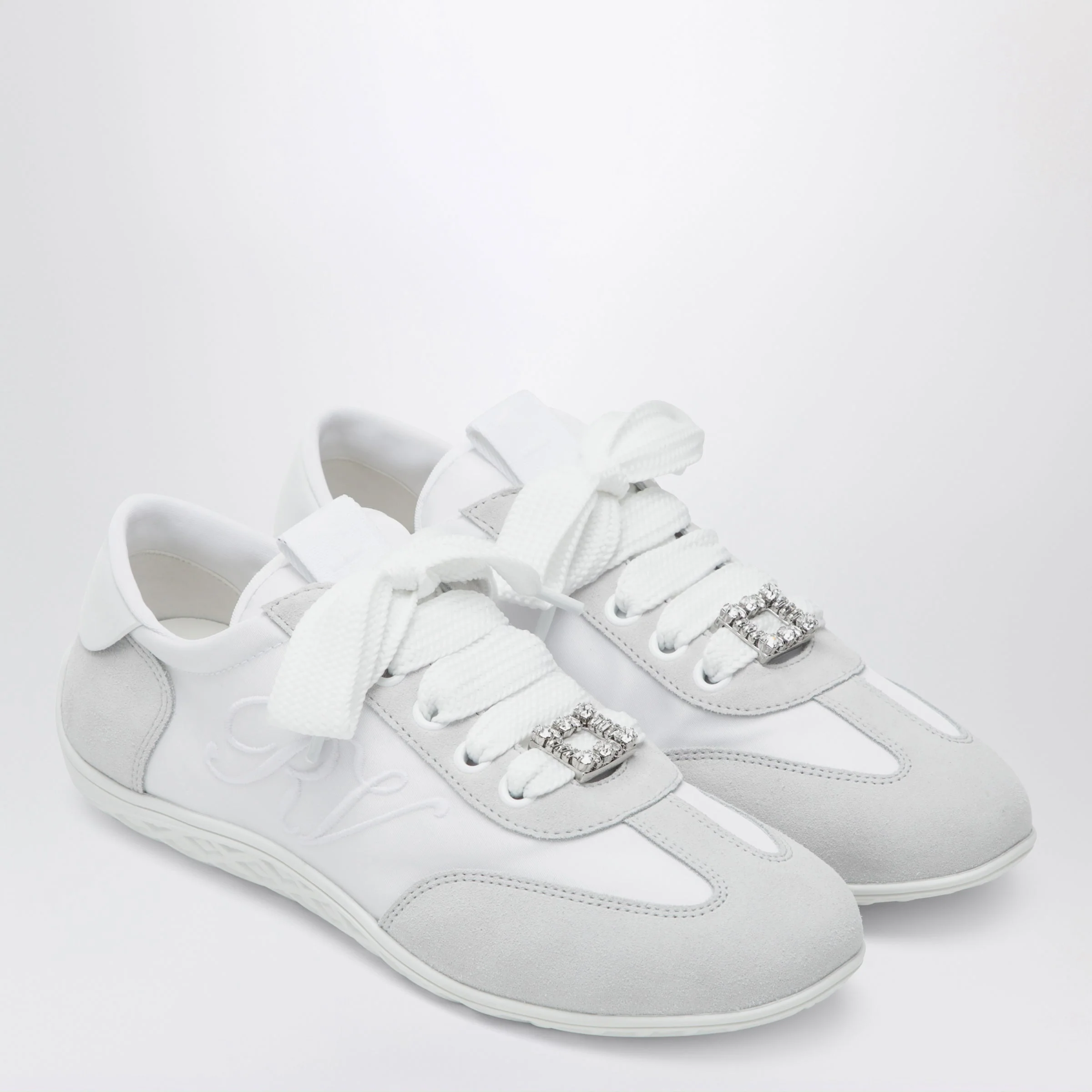 Roger Vivier Viv Low Sneakers In White Suede Women - Image 2