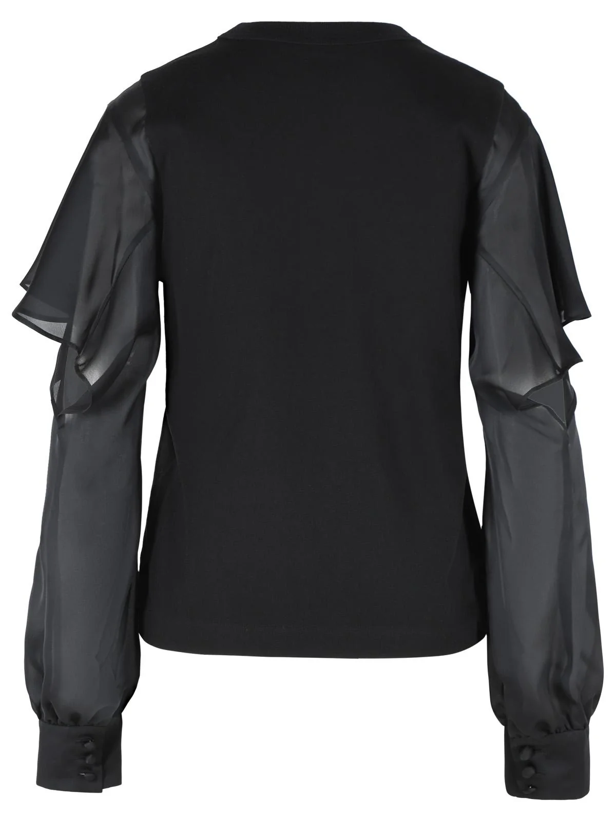 Sacai Black Cotton T-Shirt Women - Image 3