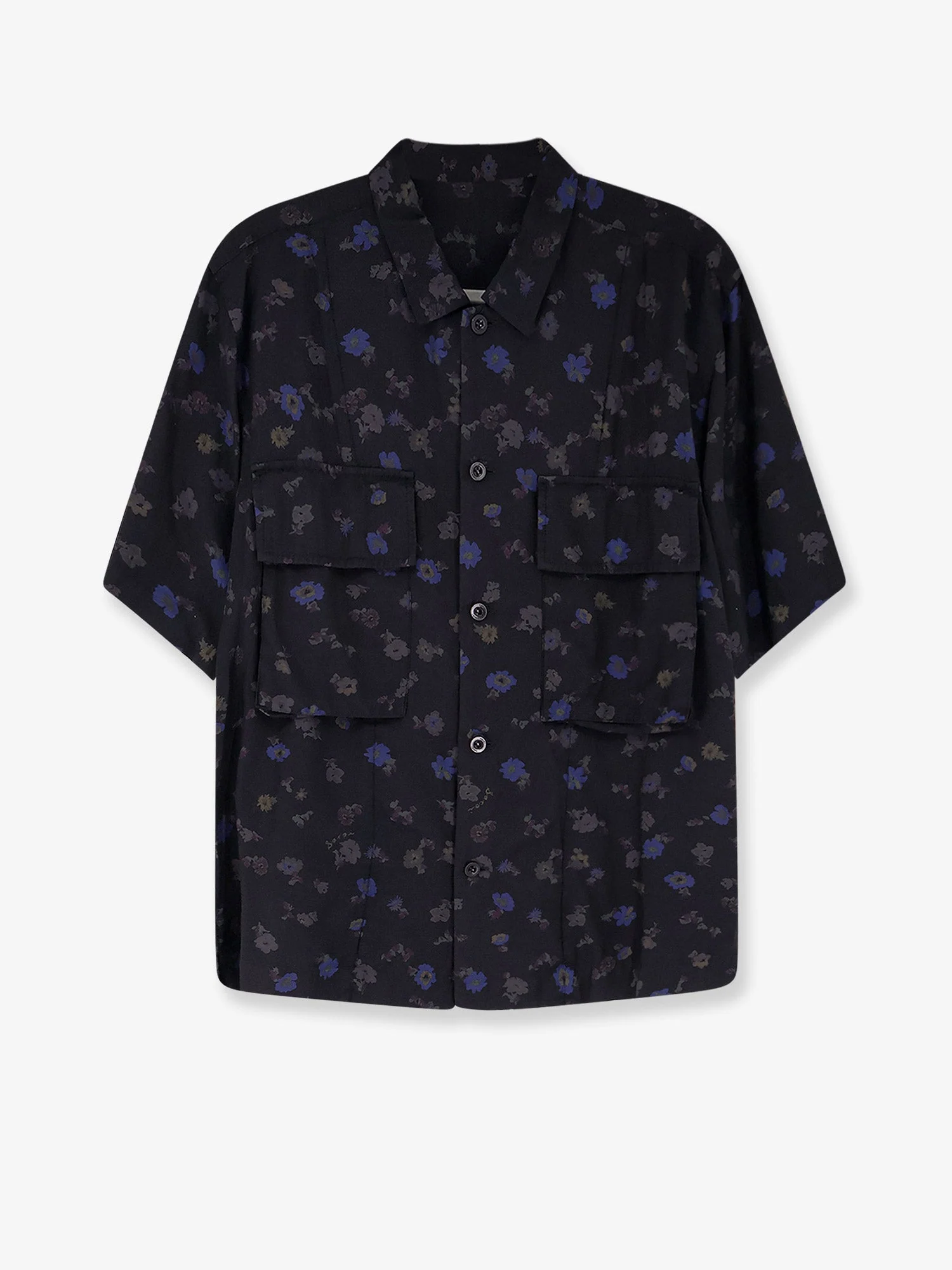 Sacai Men Cotton Blend Shirt With Floral Print