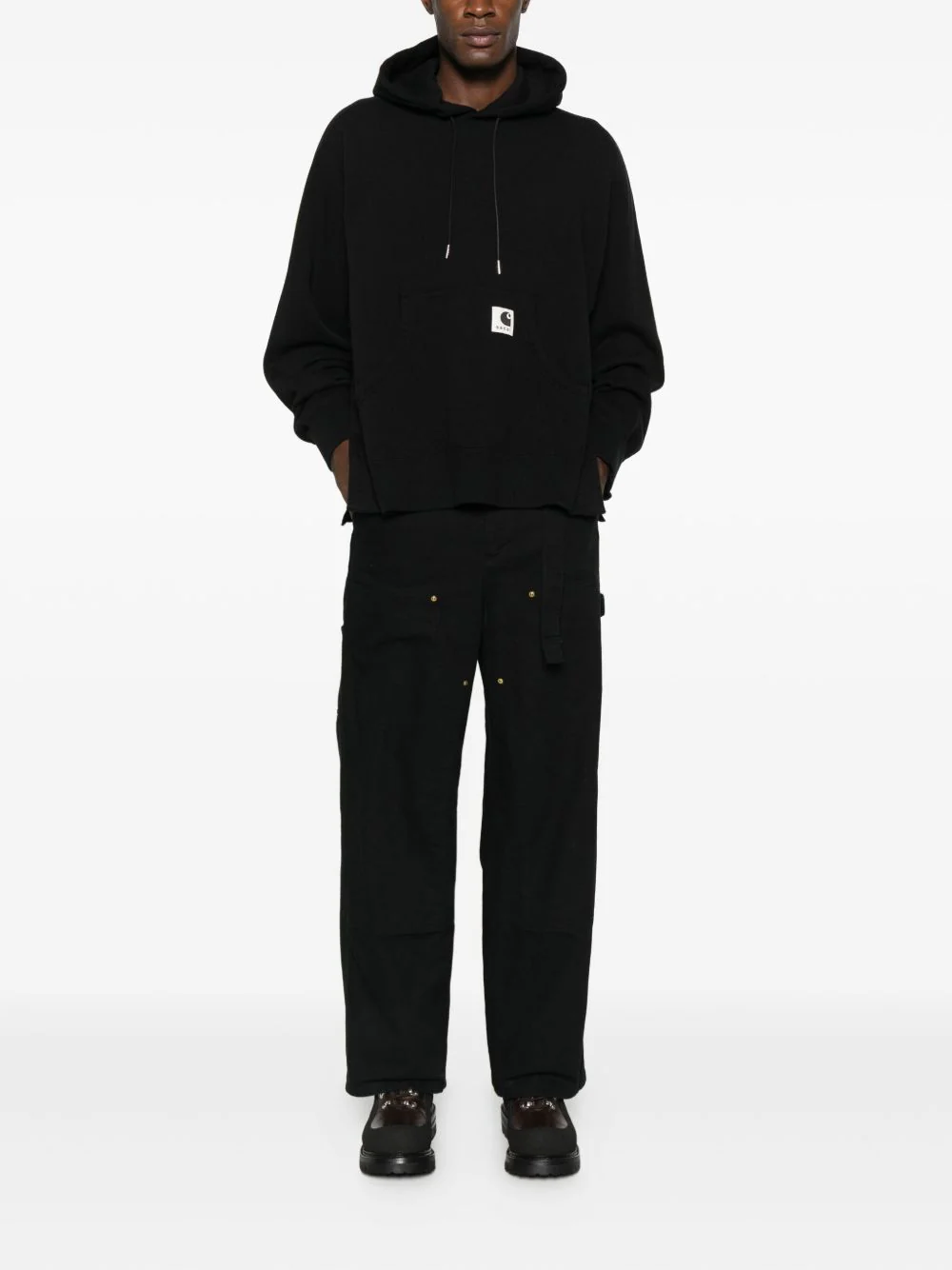 Sacai X Carhartt Wip Men Logo Cotton Hoodie - Image 3