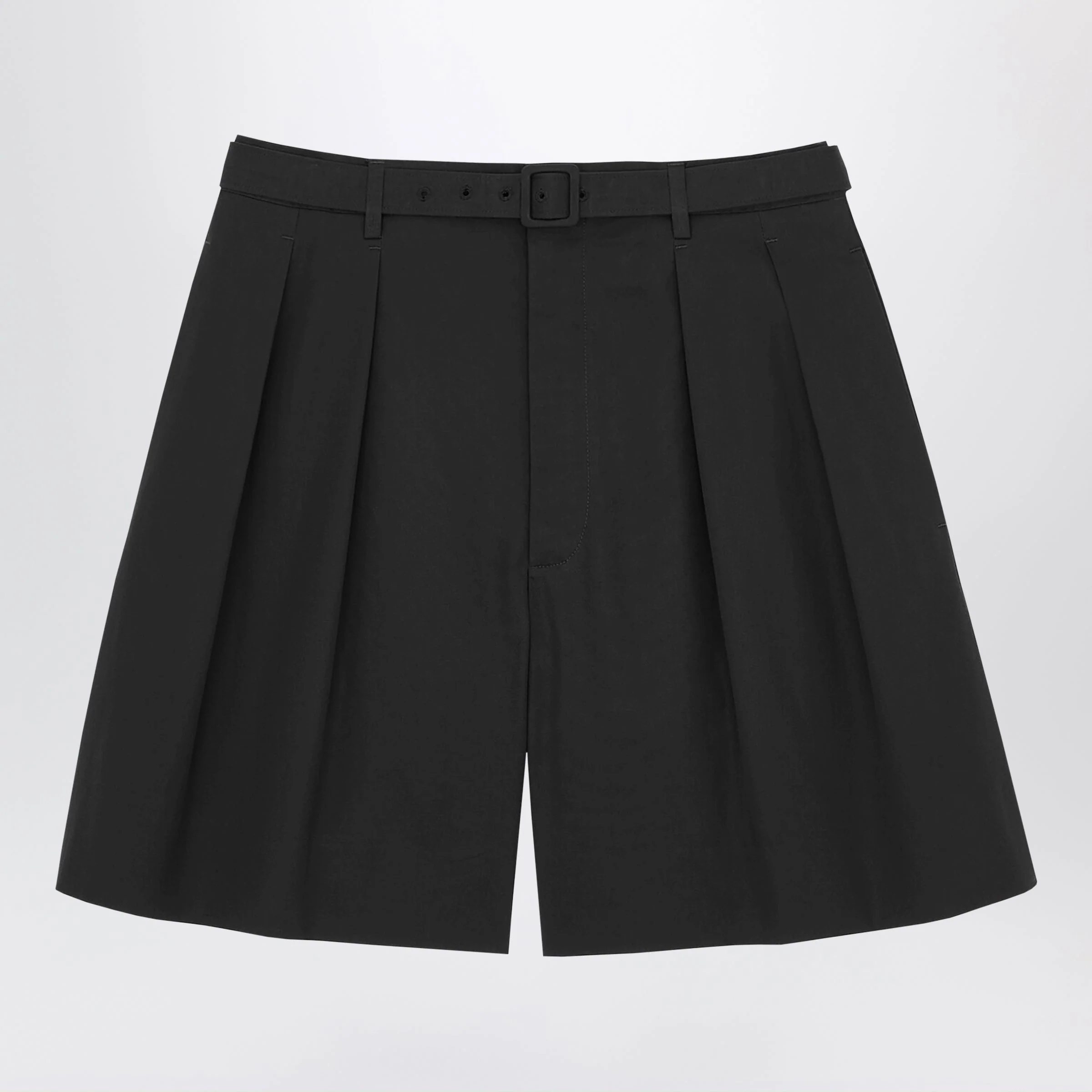 Saint Laurent Black Belted Bermuda Shorts In Corone Fabric Men