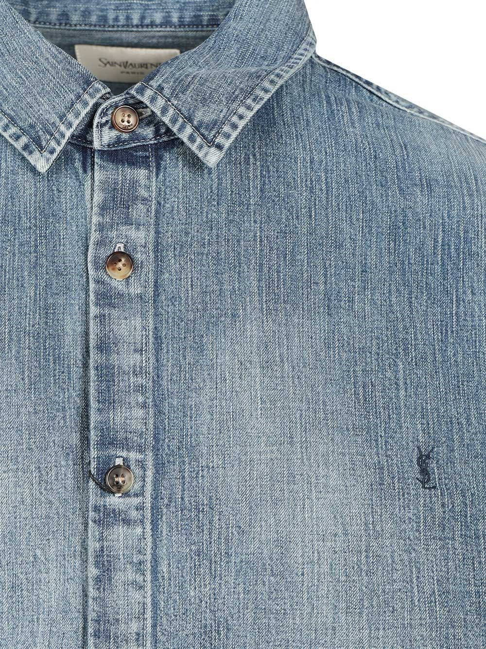 Saint Laurent Men Cassandre Denim Shirt - Image 3
