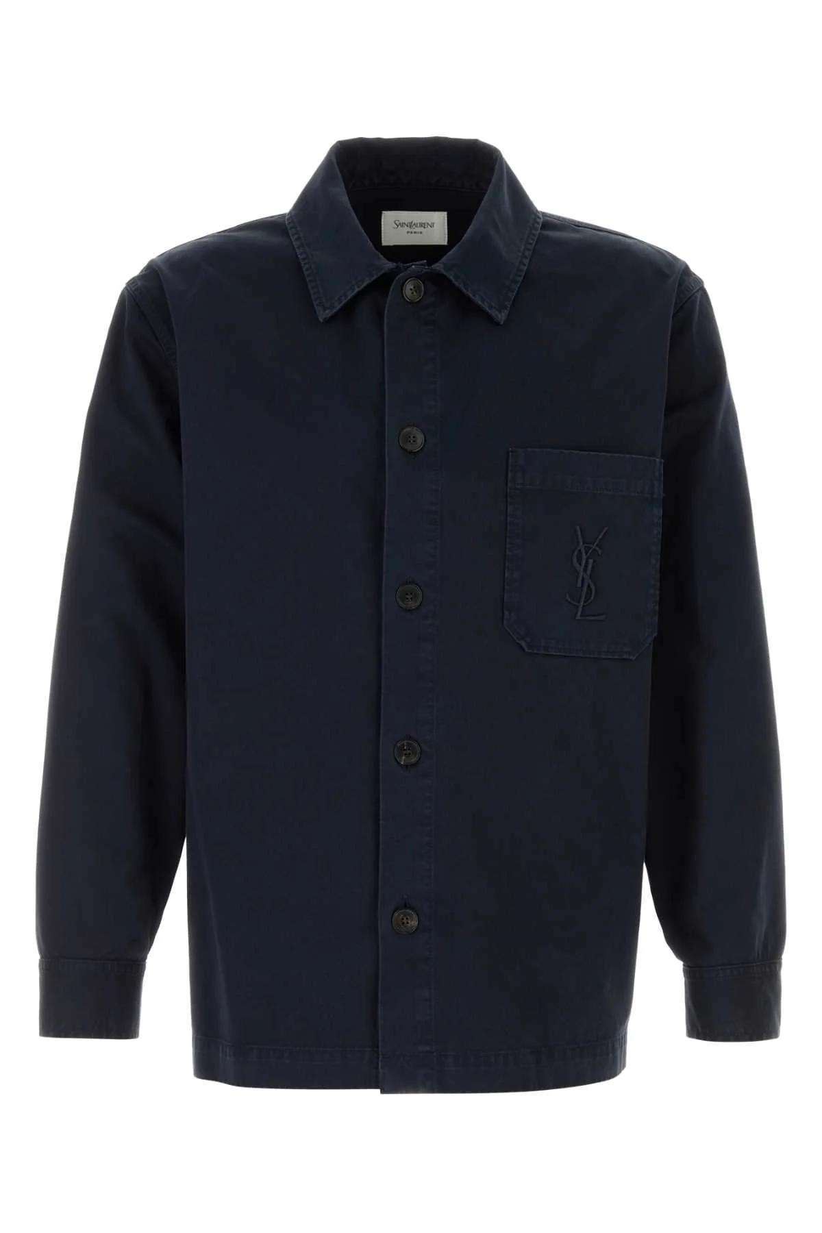 Saint Laurent Men Dark Blue Cotton Shirt