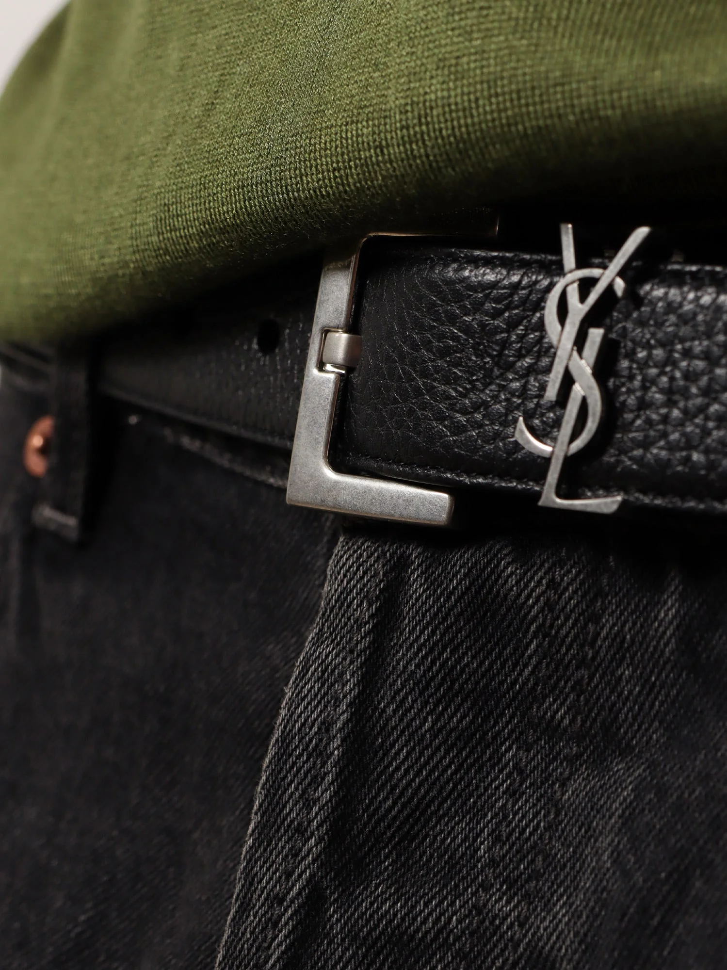 Saint Laurent Men Leather Belt - Image 2