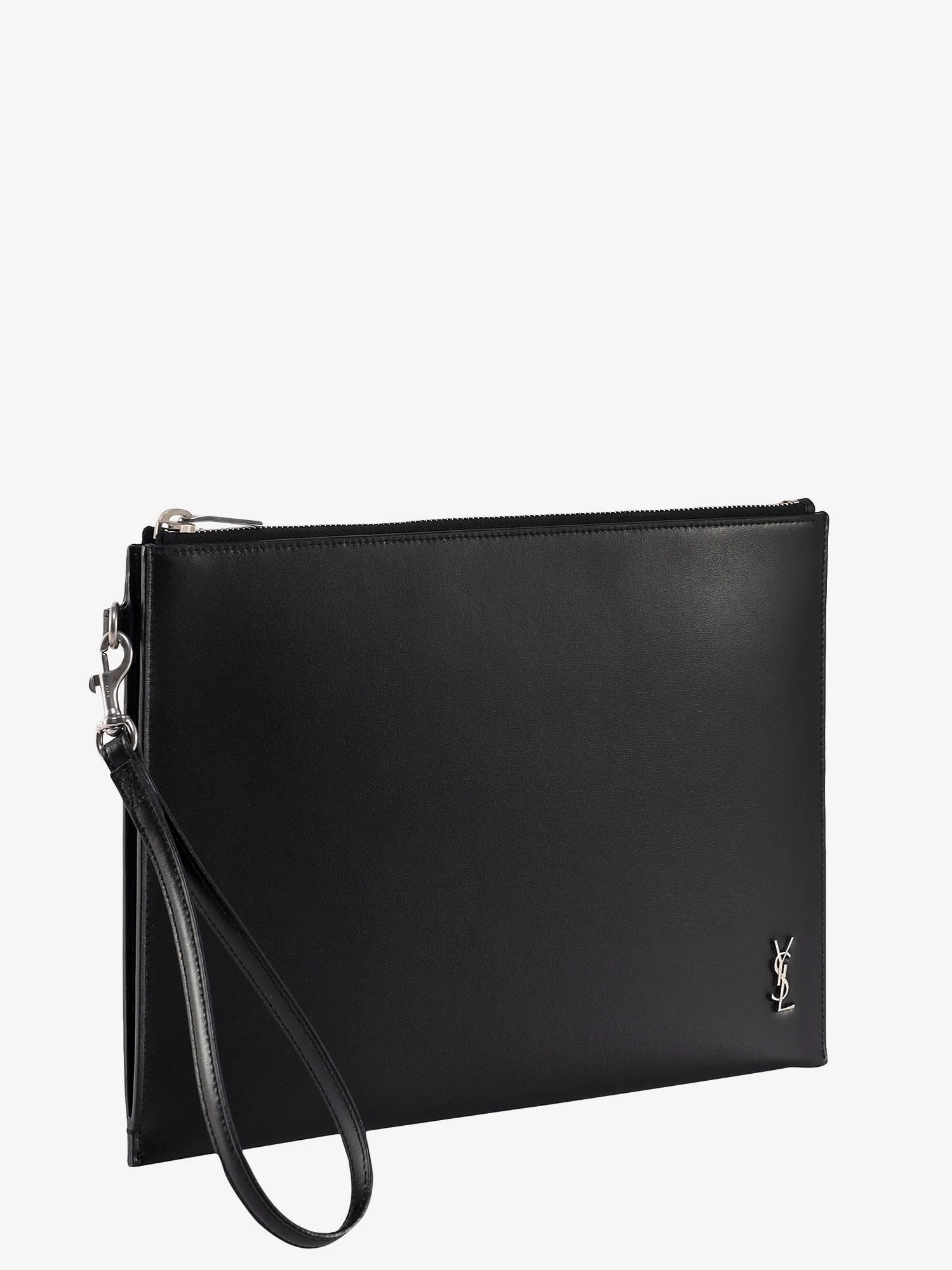 Saint Laurent Men Leather Clutch With Monogram Detail - Image 4