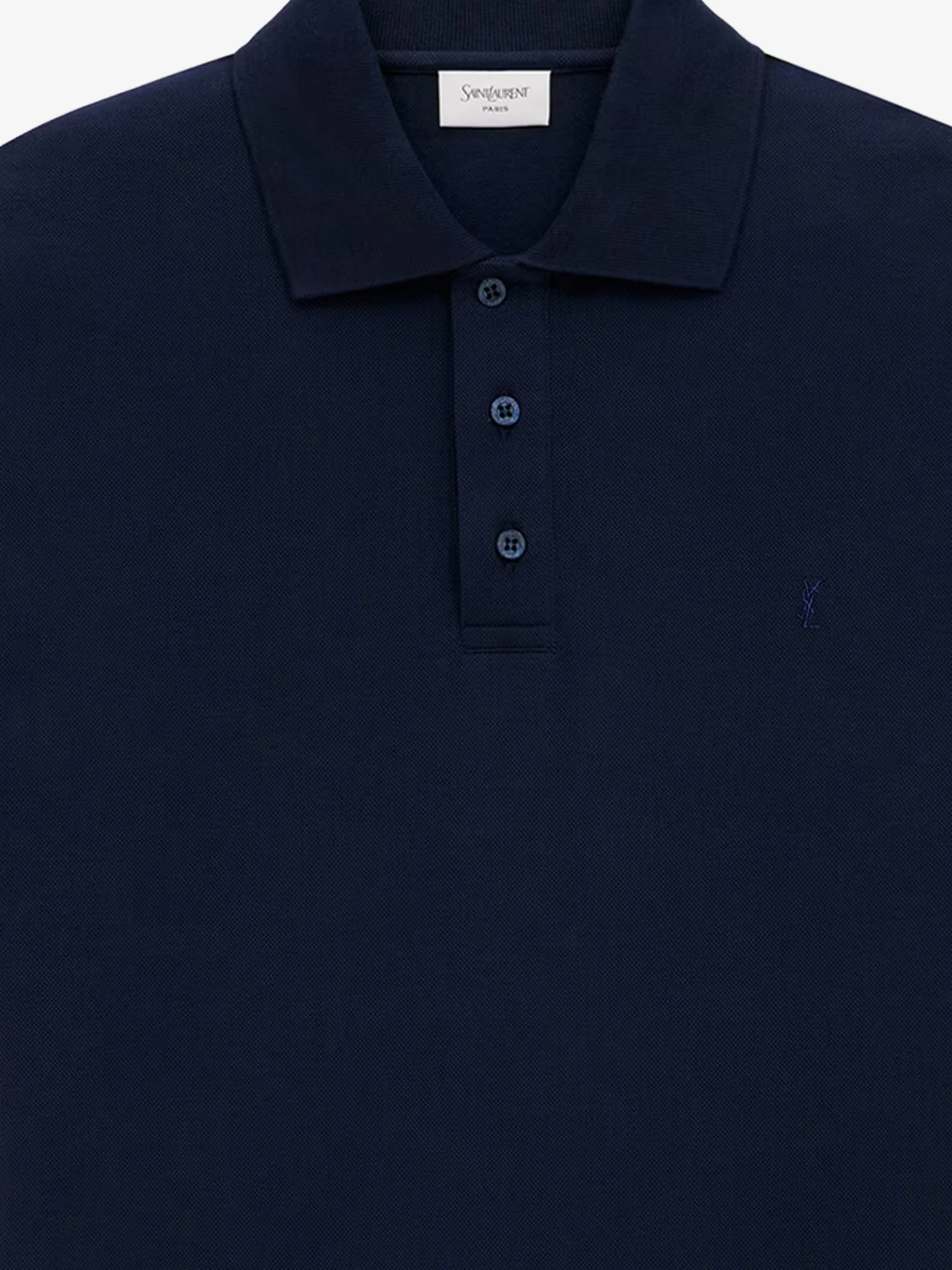 Saint Laurent Men Recycled Material Polo Shirt With Cassandre Embroidery - Image 3