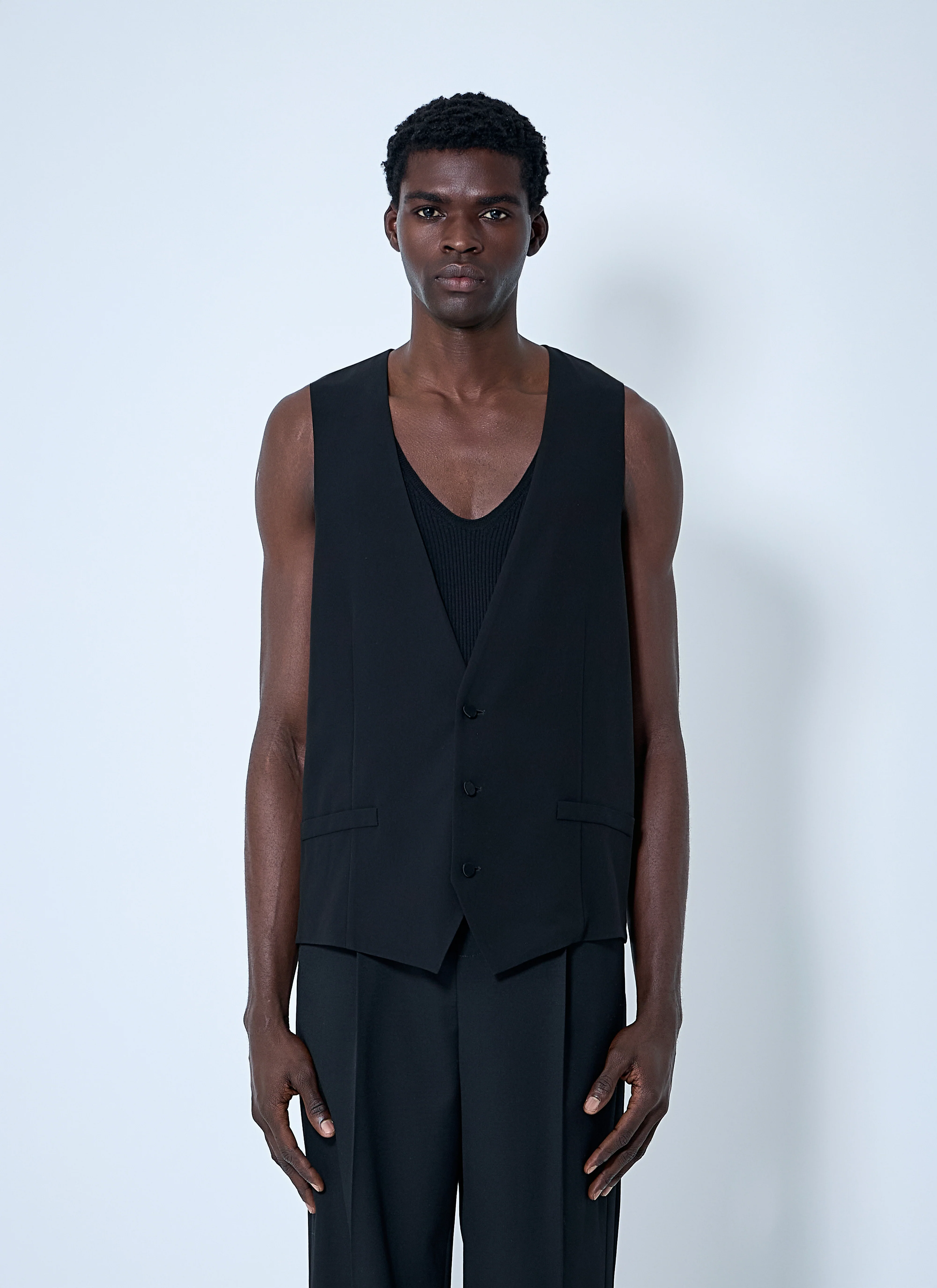 Saint Laurent Men Silk Crepe Waistcoat