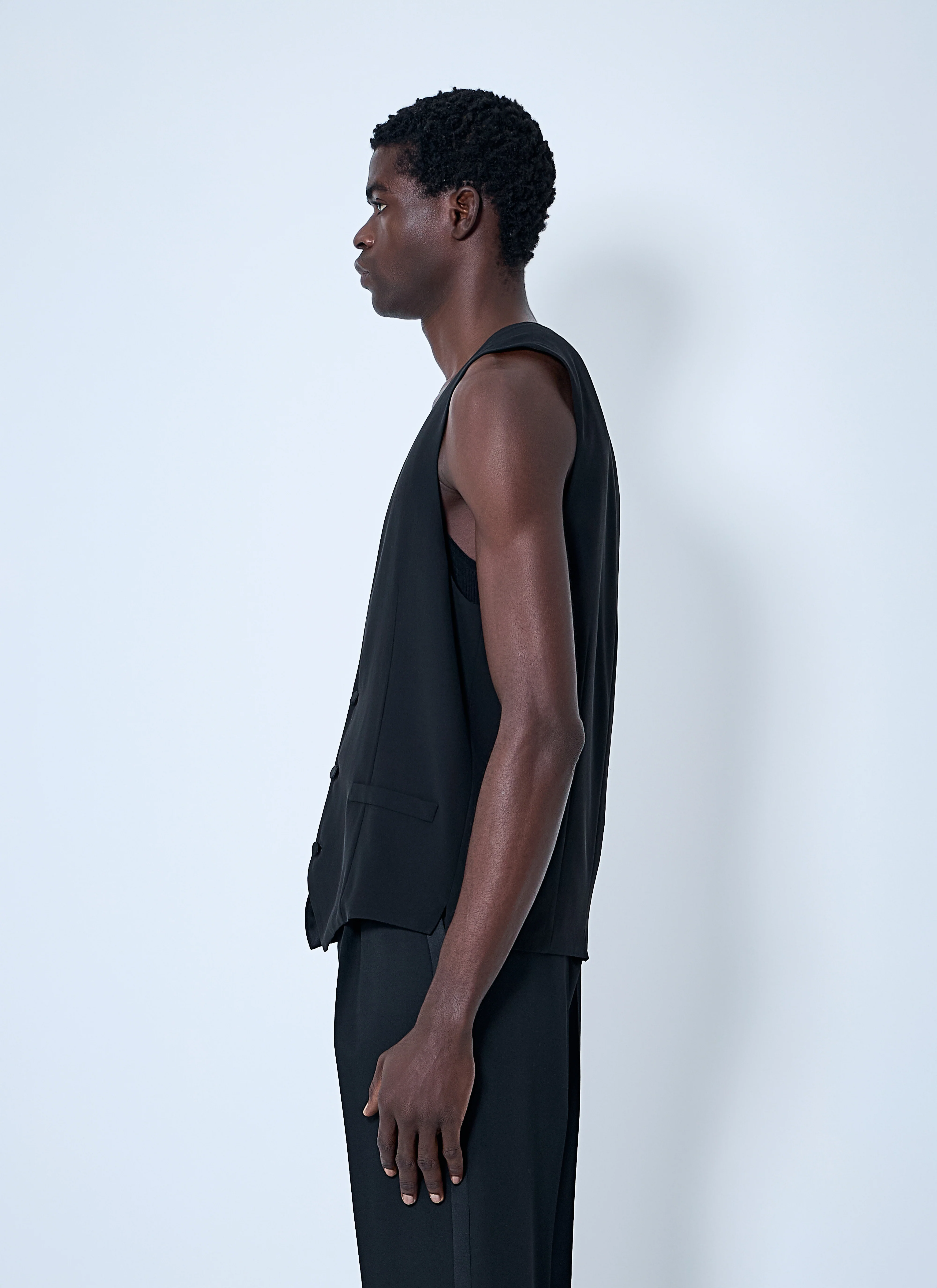 Saint Laurent Men Silk Crepe Waistcoat - Image 3