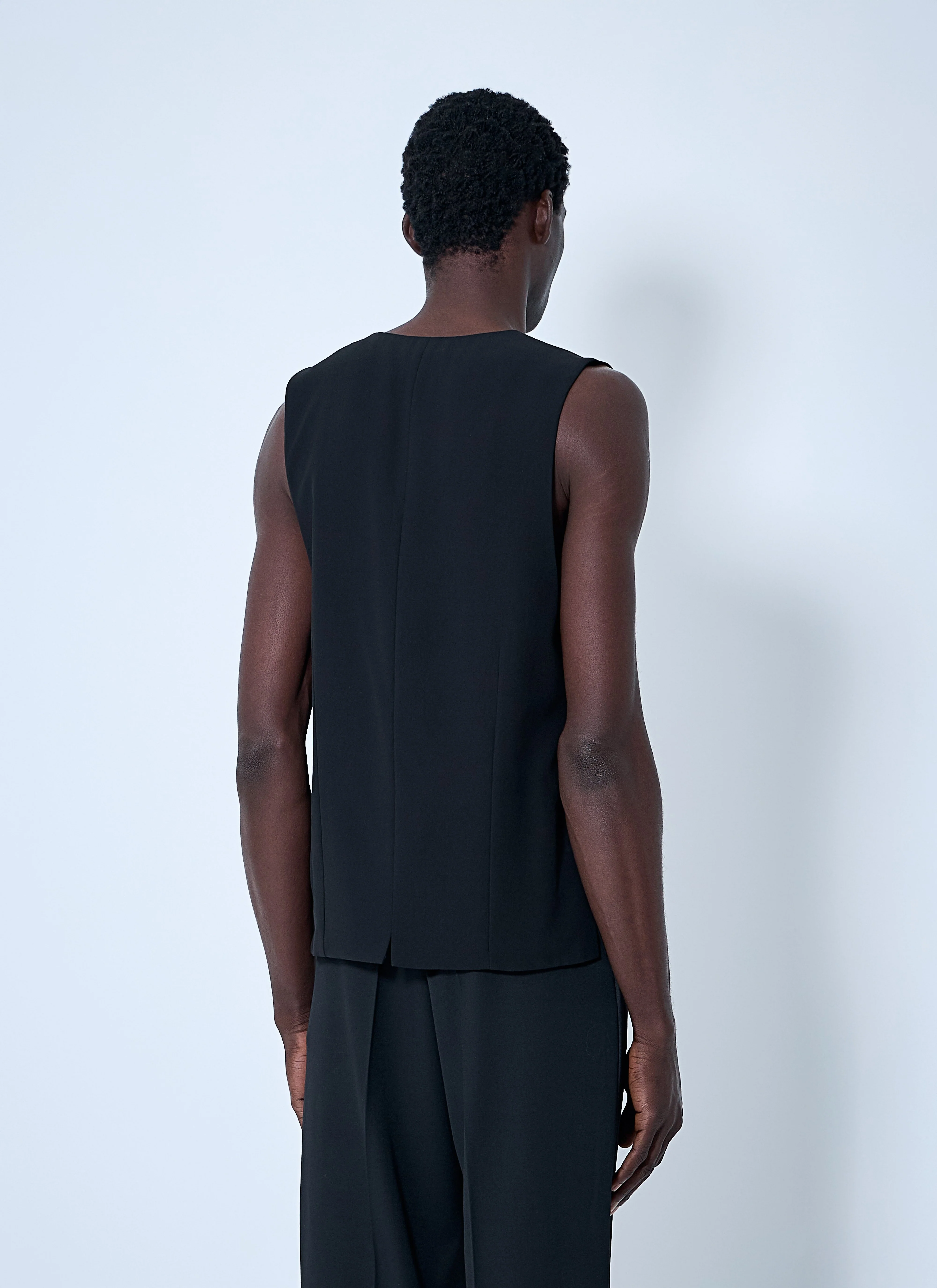 Saint Laurent Men Silk Crepe Waistcoat - Image 4