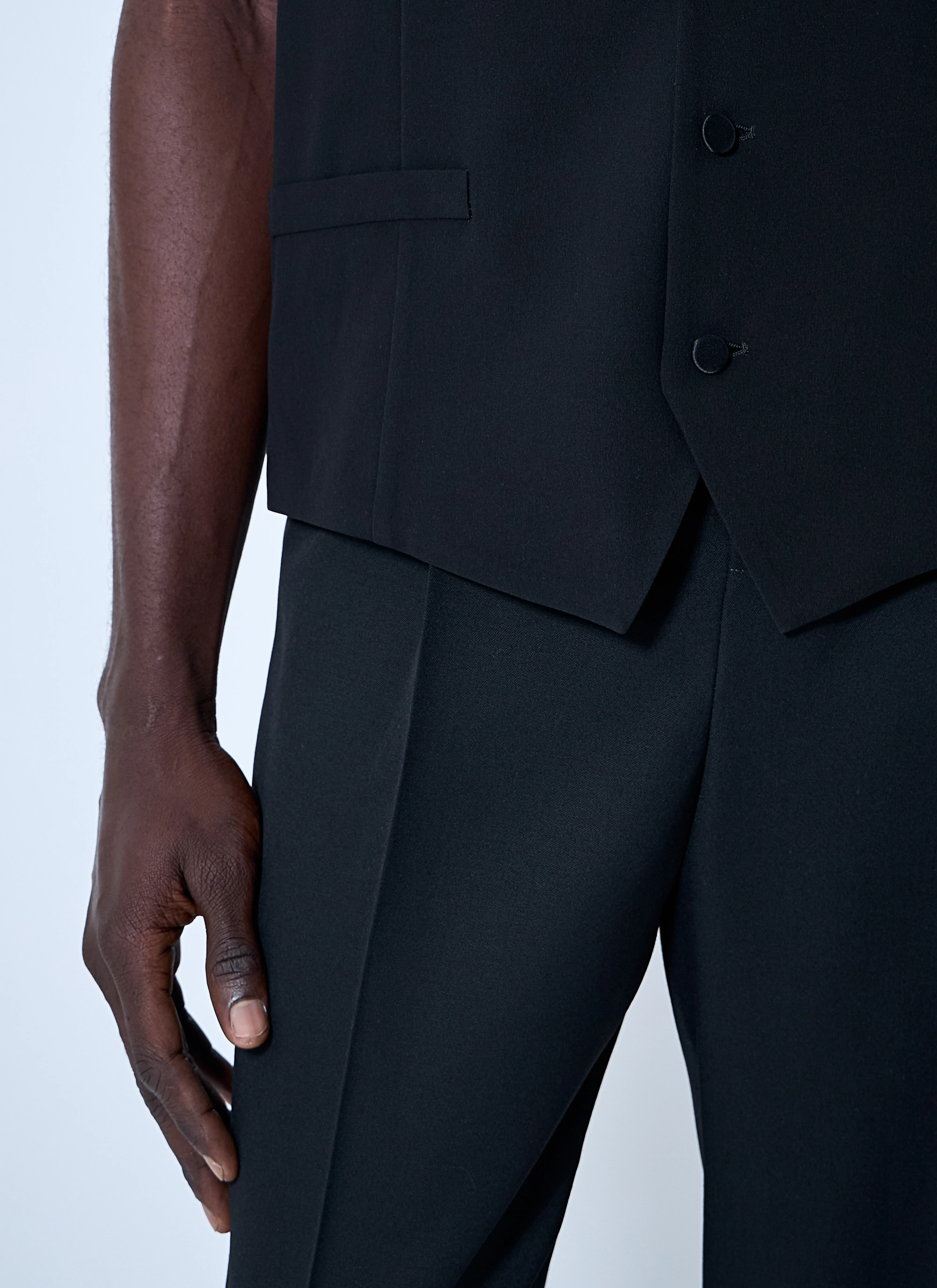 Saint Laurent Men Silk Crepe Waistcoat - Image 5