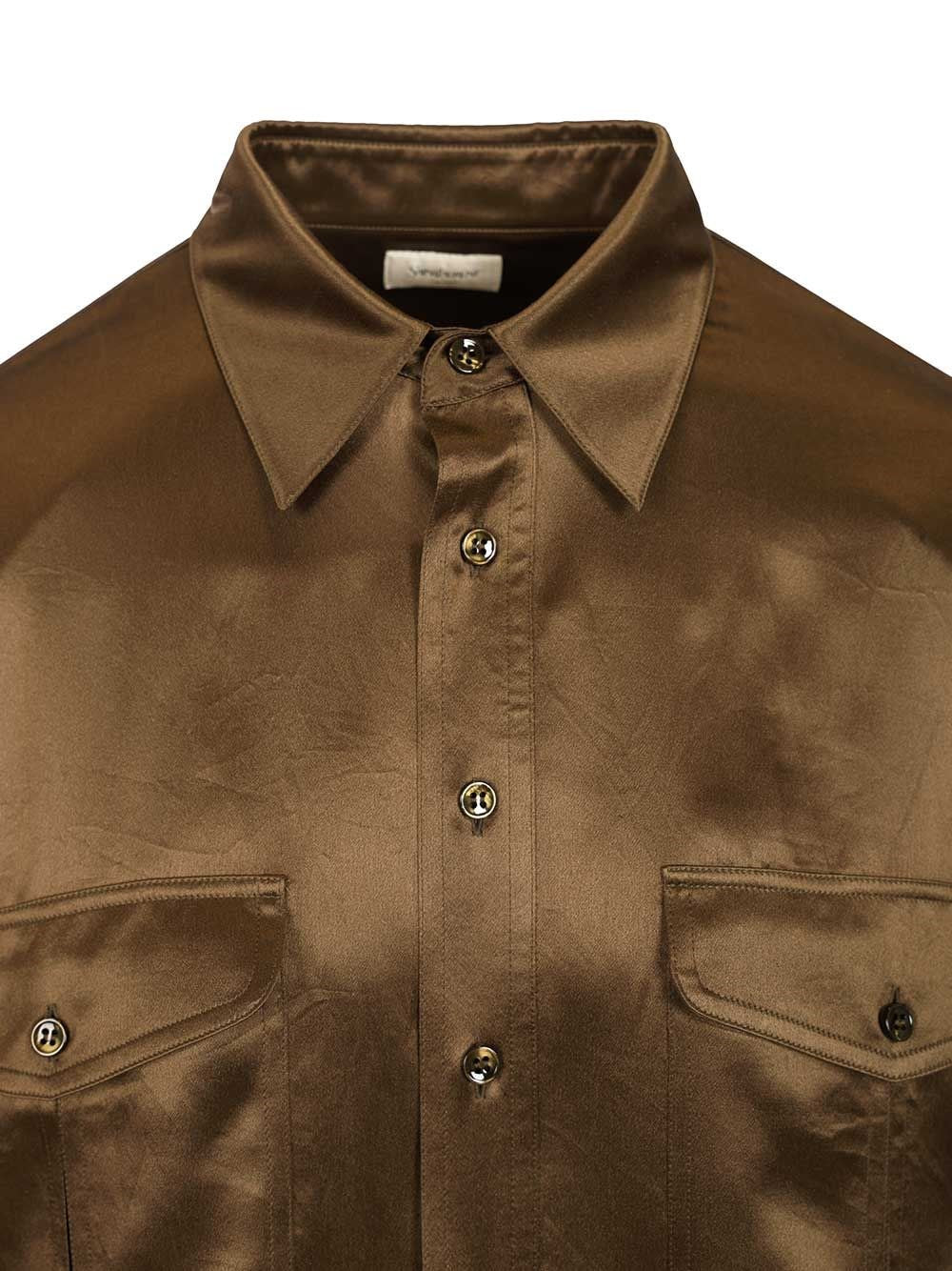 Saint Laurent Men Silk Satin Shirt - Image 4