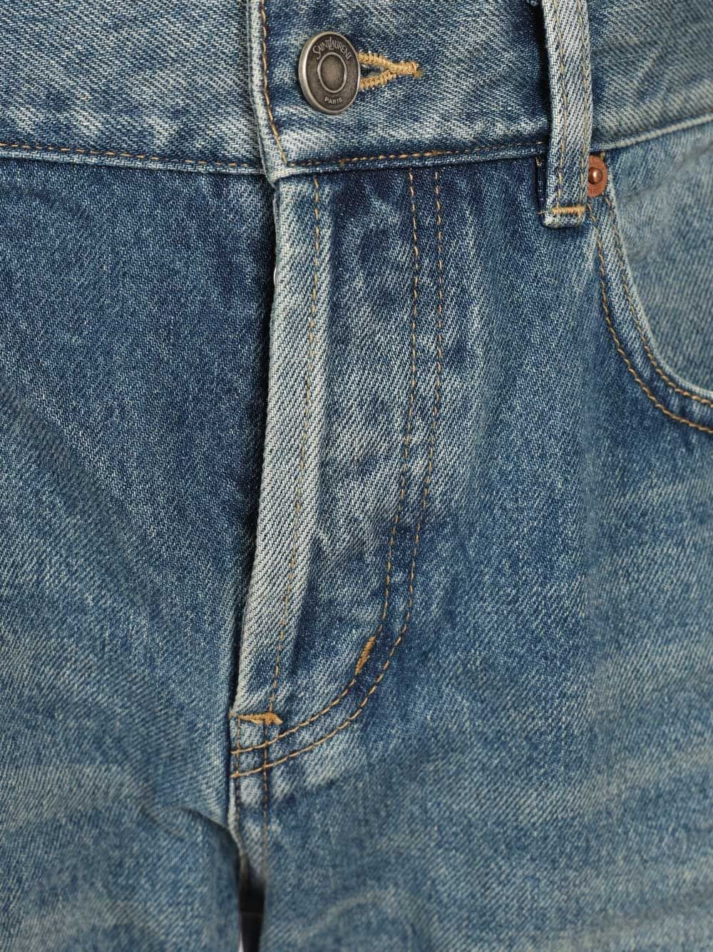 Saint Laurent Men Slim Relaxed Low Rise Jeans In Blue Denim - Image 3