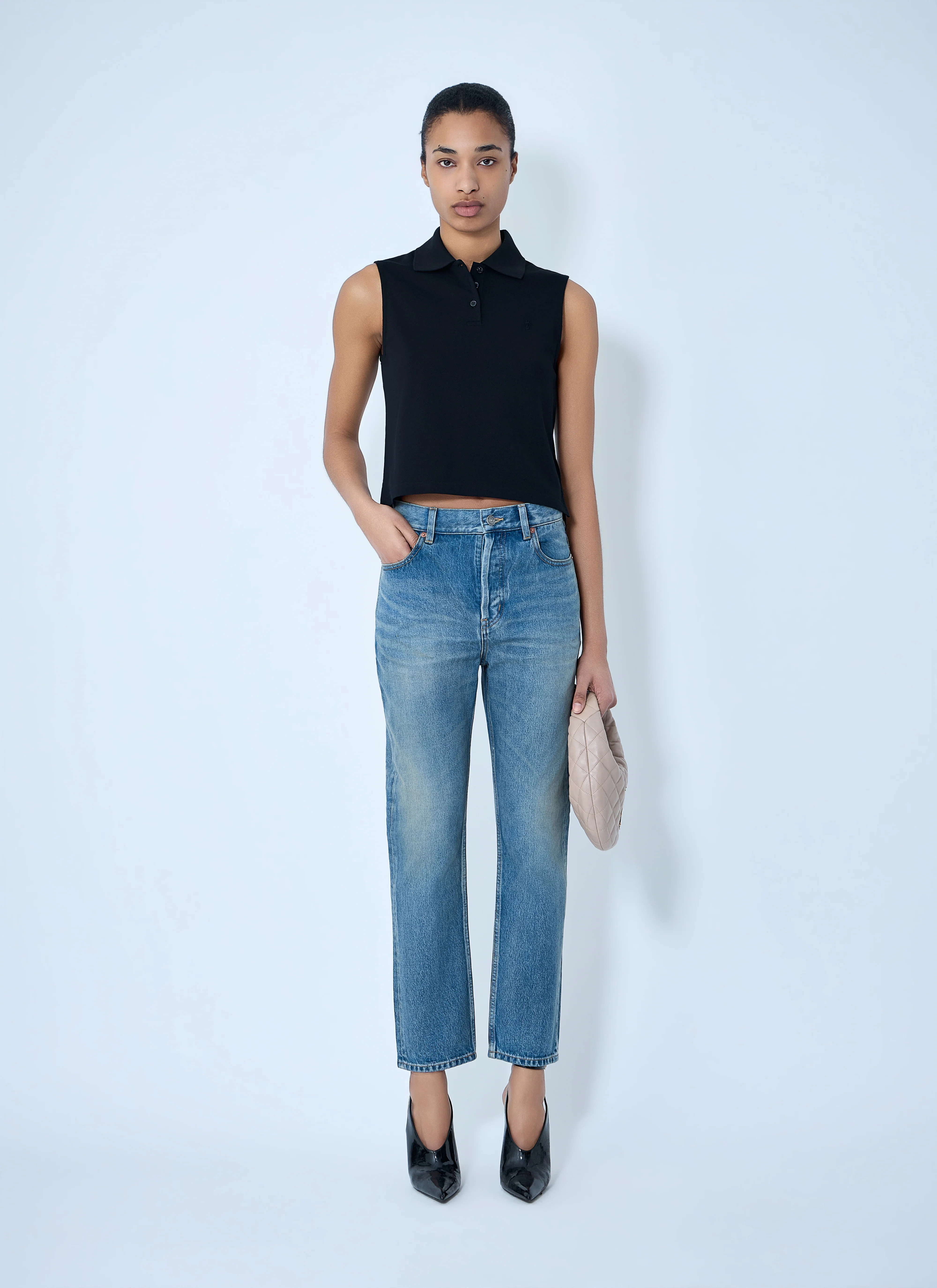 Saint Laurent Women 90S High-Rise Cropped Slim Jeans - Image 2