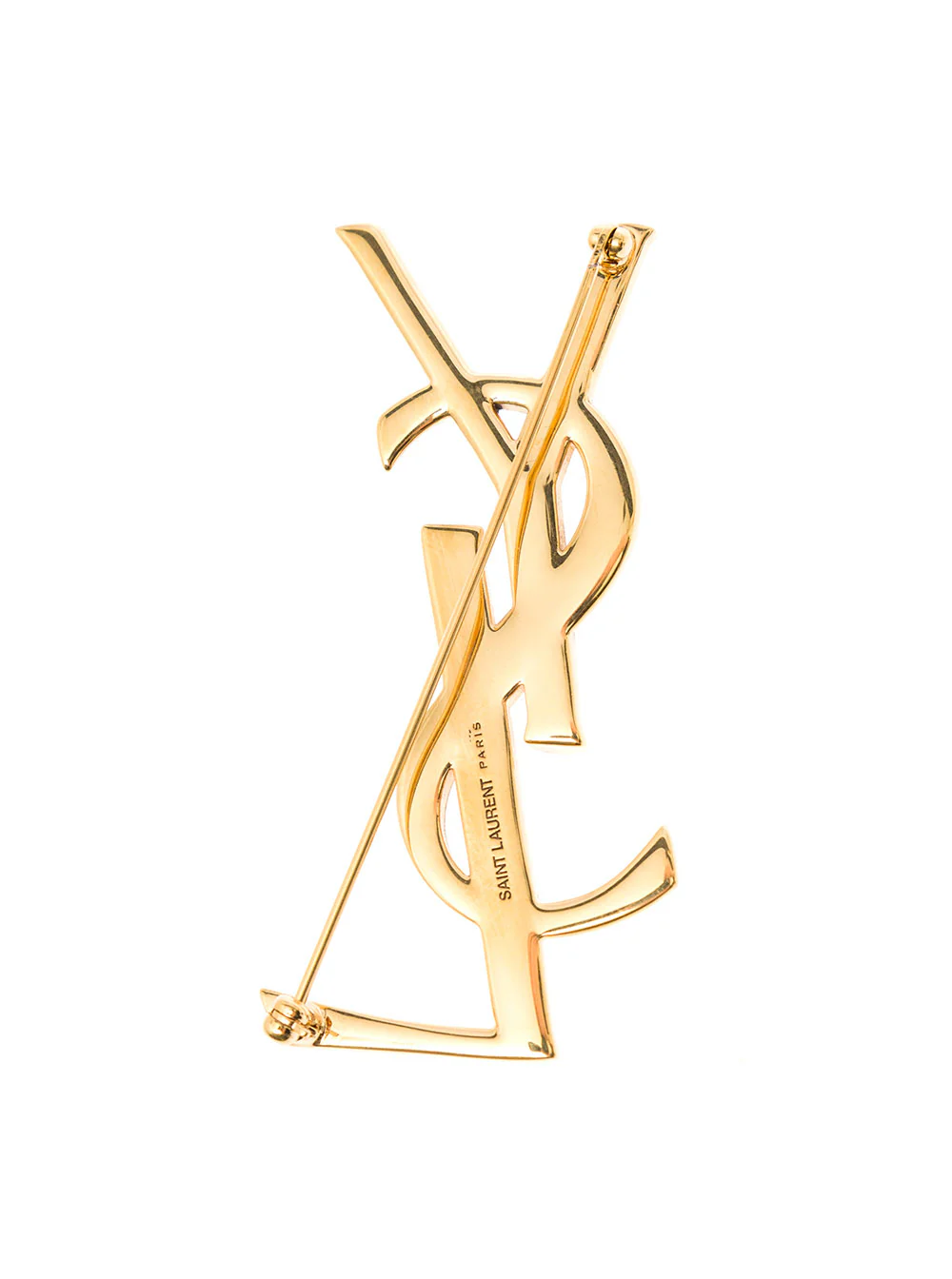 Saint Laurent Women Saint Laurent Woman's Gold Colored Brass Ysl Brooch - Image 2