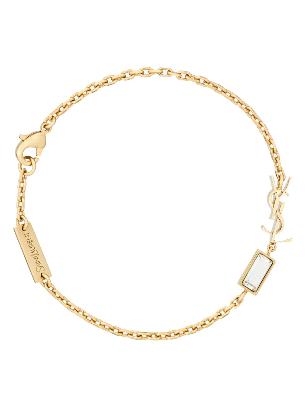 Saint Laurent Women Cassandre Charm Bracelet In Metal And Rhinestone
