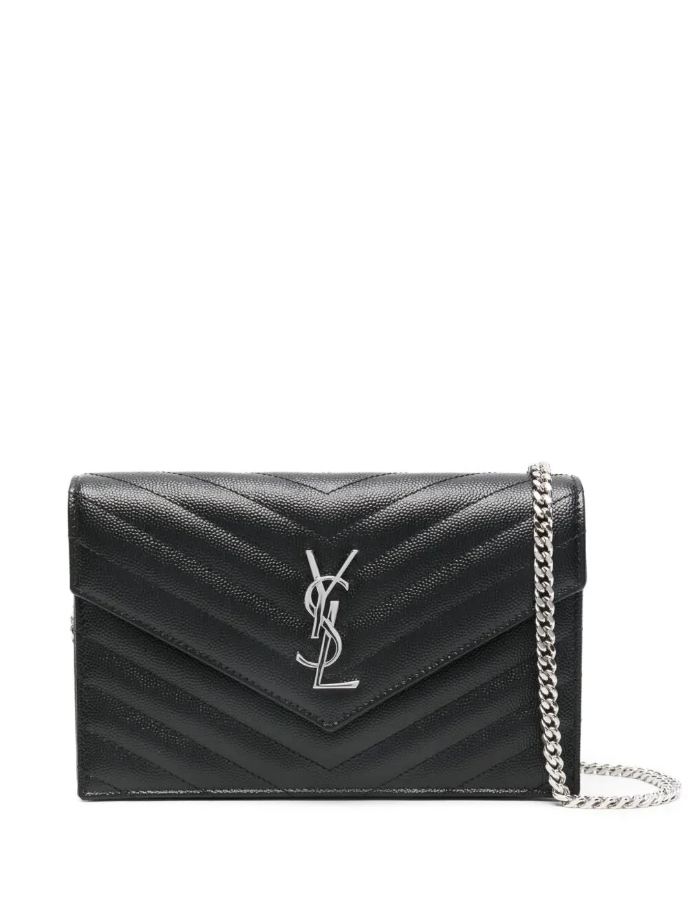 Saint Laurent Women Cassandre Envelope Chain Wallet In Grain De Poudre Leather