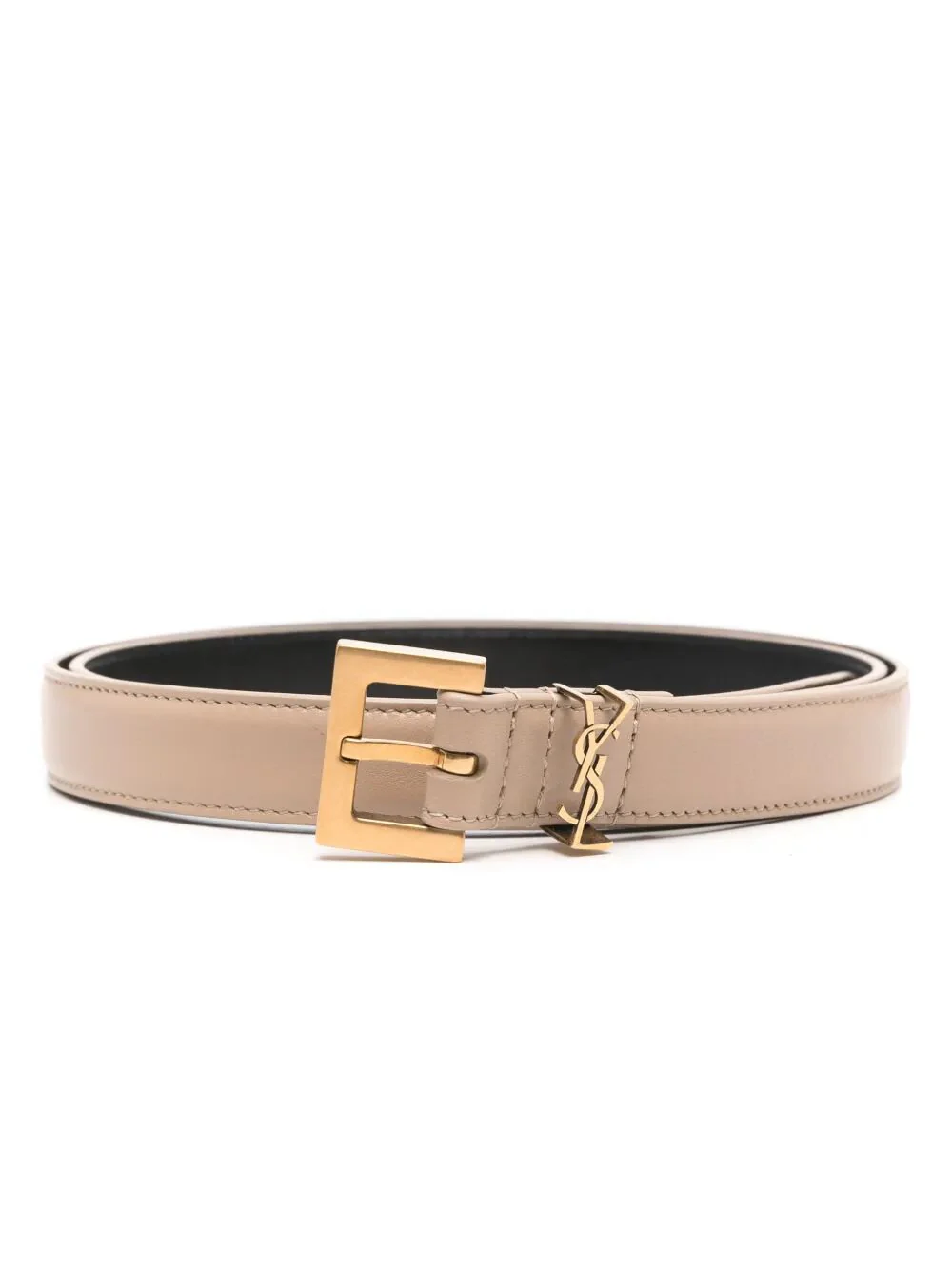 Saint Laurent Women Cassandre Thin Belt With Square Buckle In Box Leather