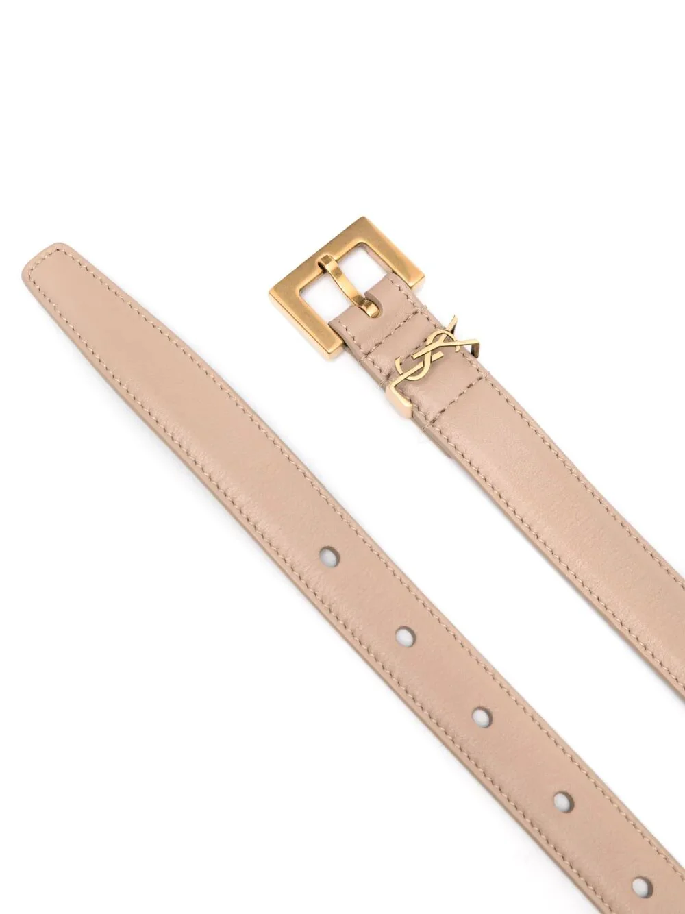 Saint Laurent Women Cassandre Thin Belt With Square Buckle In Box Leather - Image 2